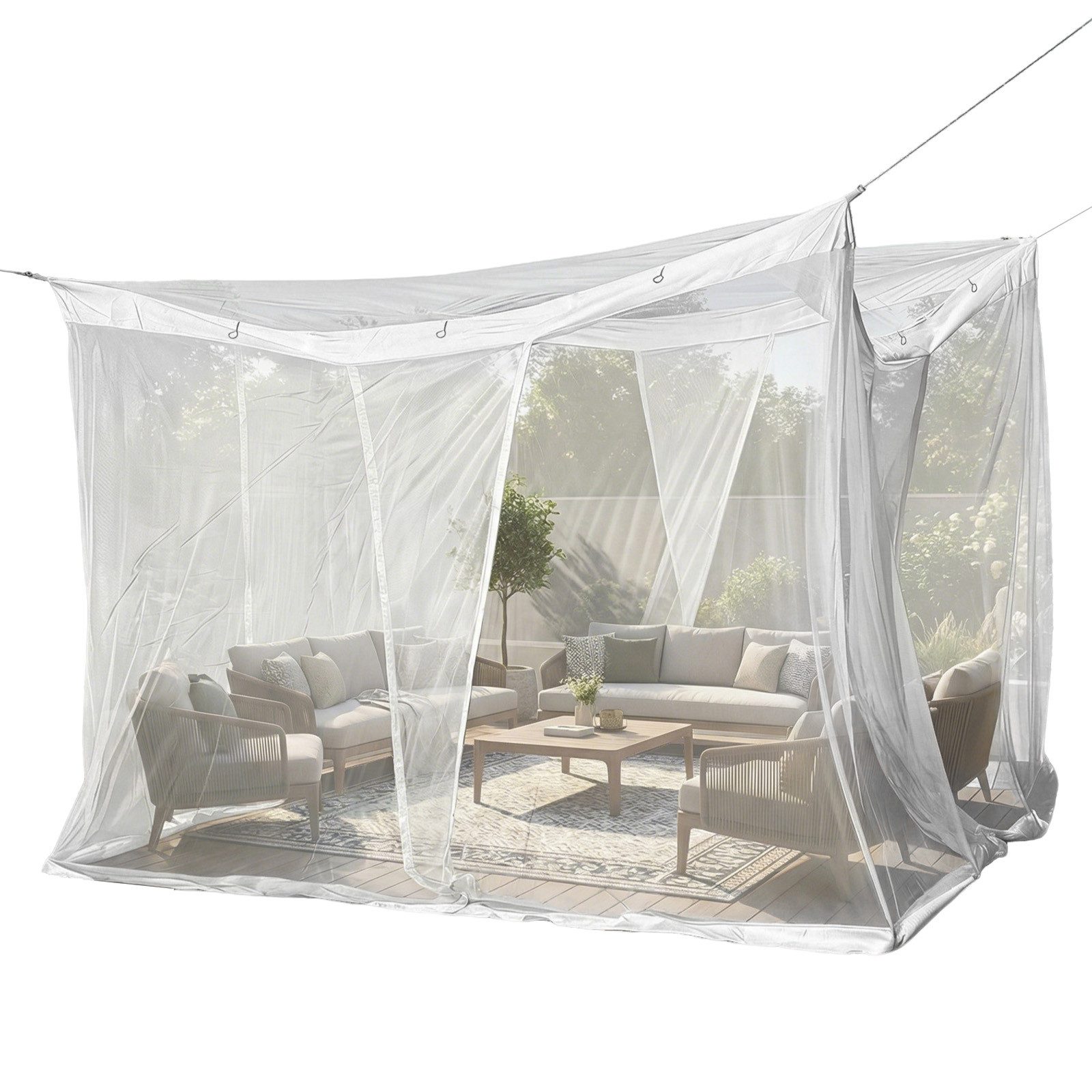 Sekey Moskitonetz Moskitonetz Pavillon 3,5x2,5x2,5m Insektenschutz Garten Outdoor Balkon, Fliegennetz für Pergola Garten groß Mückenschutz stabil