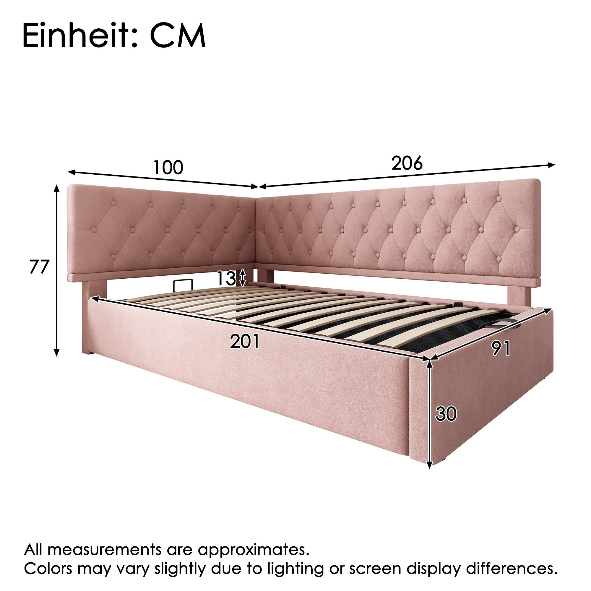 Odikalo Stauraumbett Polsterbett Kinderbett Schlafsofa Hydraulik 90x200cm B günstig online kaufen