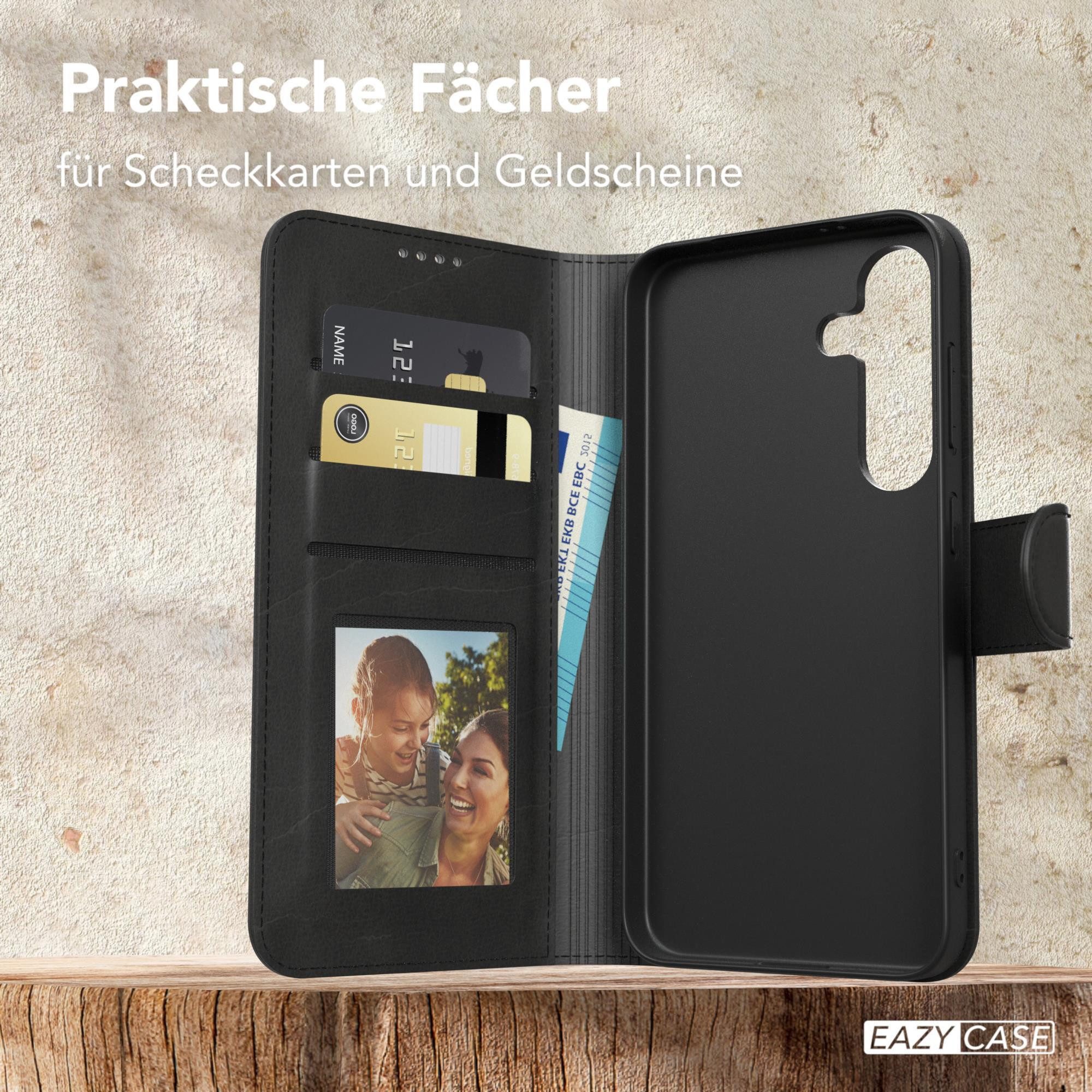 EAZY CASE Handyhülle Business Handytasche Kartenfach Samsung Galaxy S24 6,2 Zoll, Schutzhülle mit Standfunktion zum Aufklappen aufstellbar Etui Schwarz