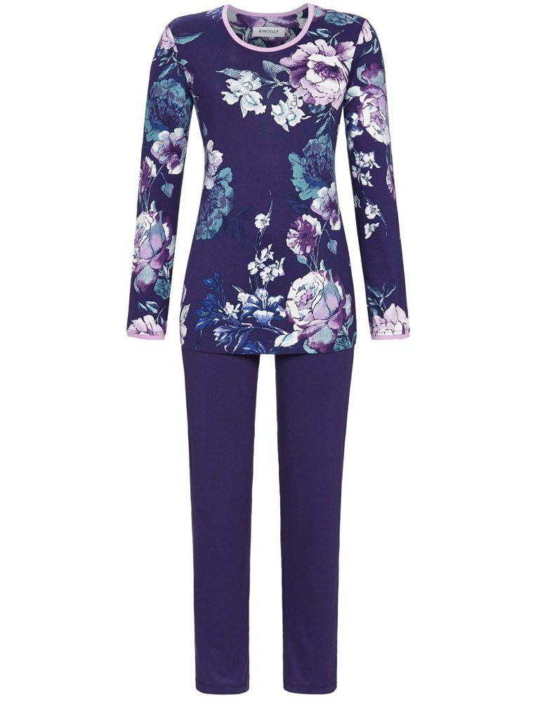 Ringella Pyjama »Damen Langarm Schlafanzug mit Blumenprint, 1511231 -  Ultramarin«
