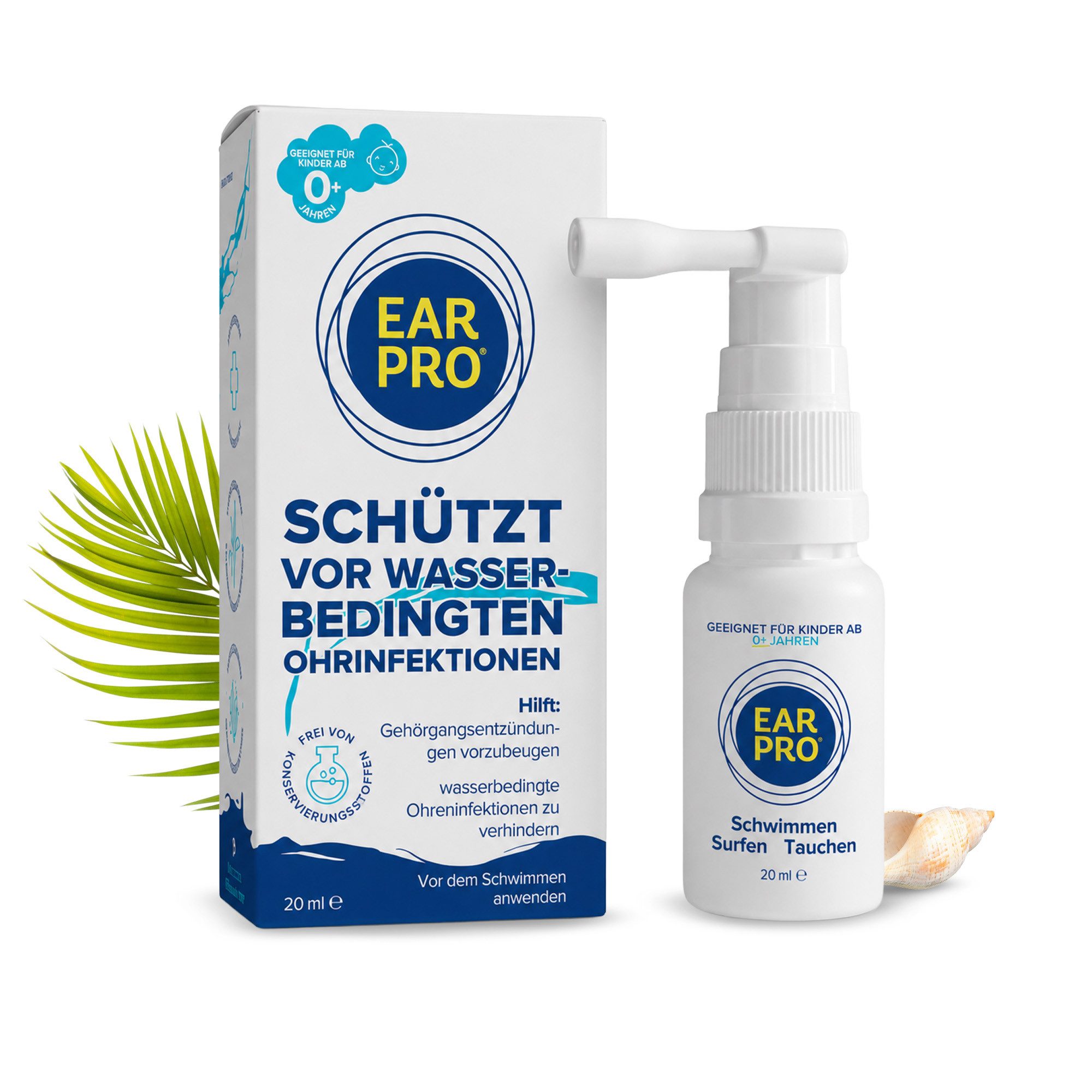 Ear Pro® Schwimm-Ohrstöpsel Ear Pro® Präventives und wasserabweisendes Ohrenspray, – Überzieht den Gehörgang mit einer wasserabweisenden Schicht
