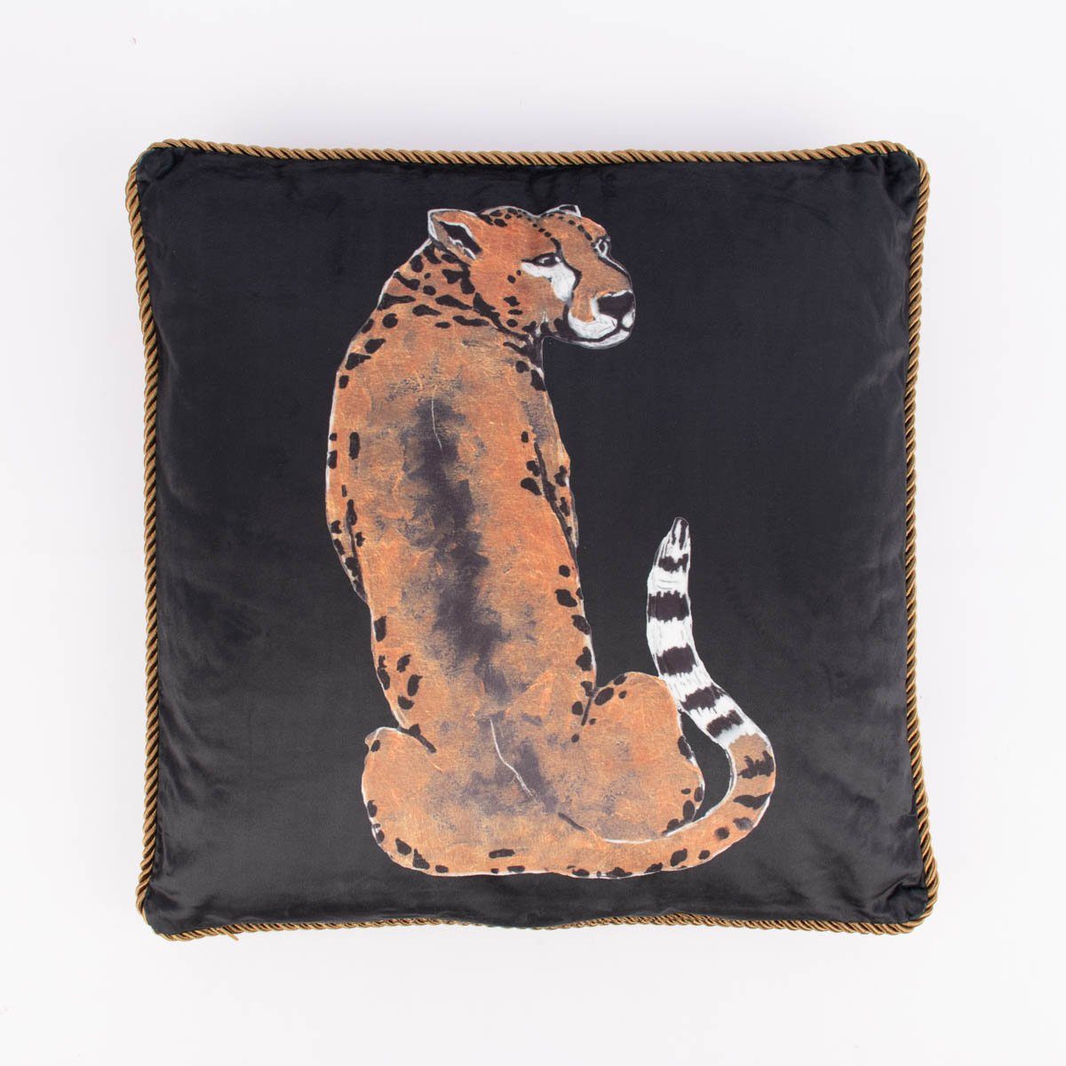 braun LEBEN. SCHÖNER weiß Kissen Dekokissen 45x45cm schwarz Deko Samtoptik Leopard