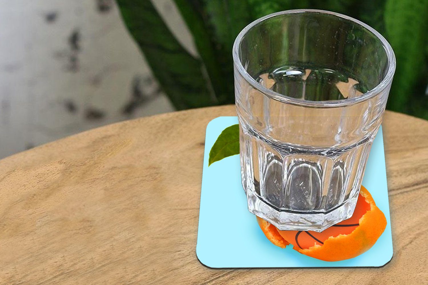 Gläser, Glasuntersetzer Orange Tasse 6-tlg., Untersetzer, Blatt, Zubehör Basketball Obst - MuchoWow - Orange - Glasuntersetzer, für Korkuntersetzer, Tischuntersetzer, -