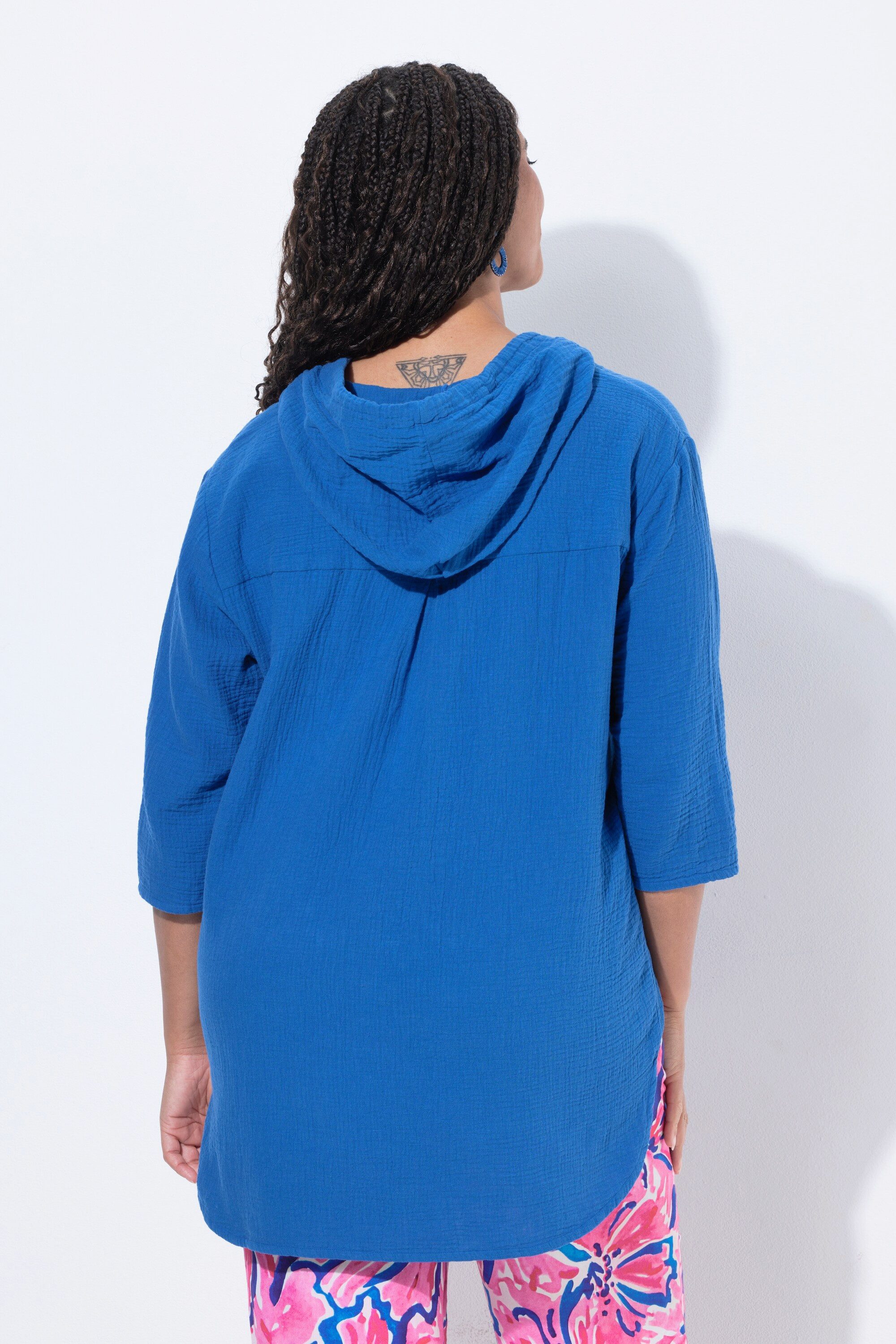 Angel of Style Longbluse Bluse A-Linie Musselin Kapuze
