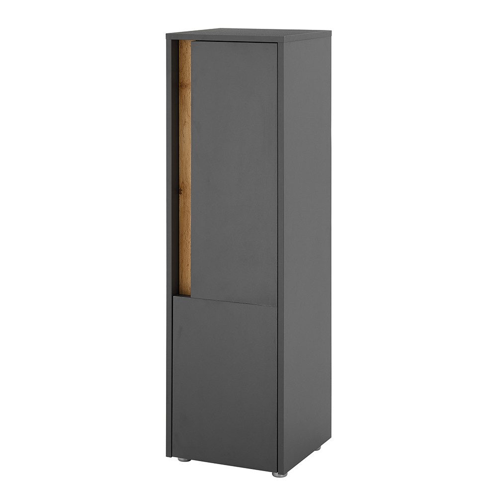 Lomadox Seitenschrank CRISP-61 Anthrazit mit Eiche Nb., 1 Tür, 34cm breit