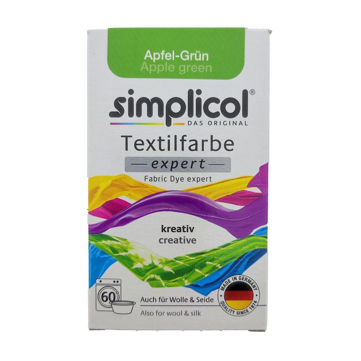 HEITMANN Textilfarbe Simplicol Textilfarbe Expert Apfel-Grün 150g, Farberneuerung Farbauffrischung Batik Textilfärbemittel