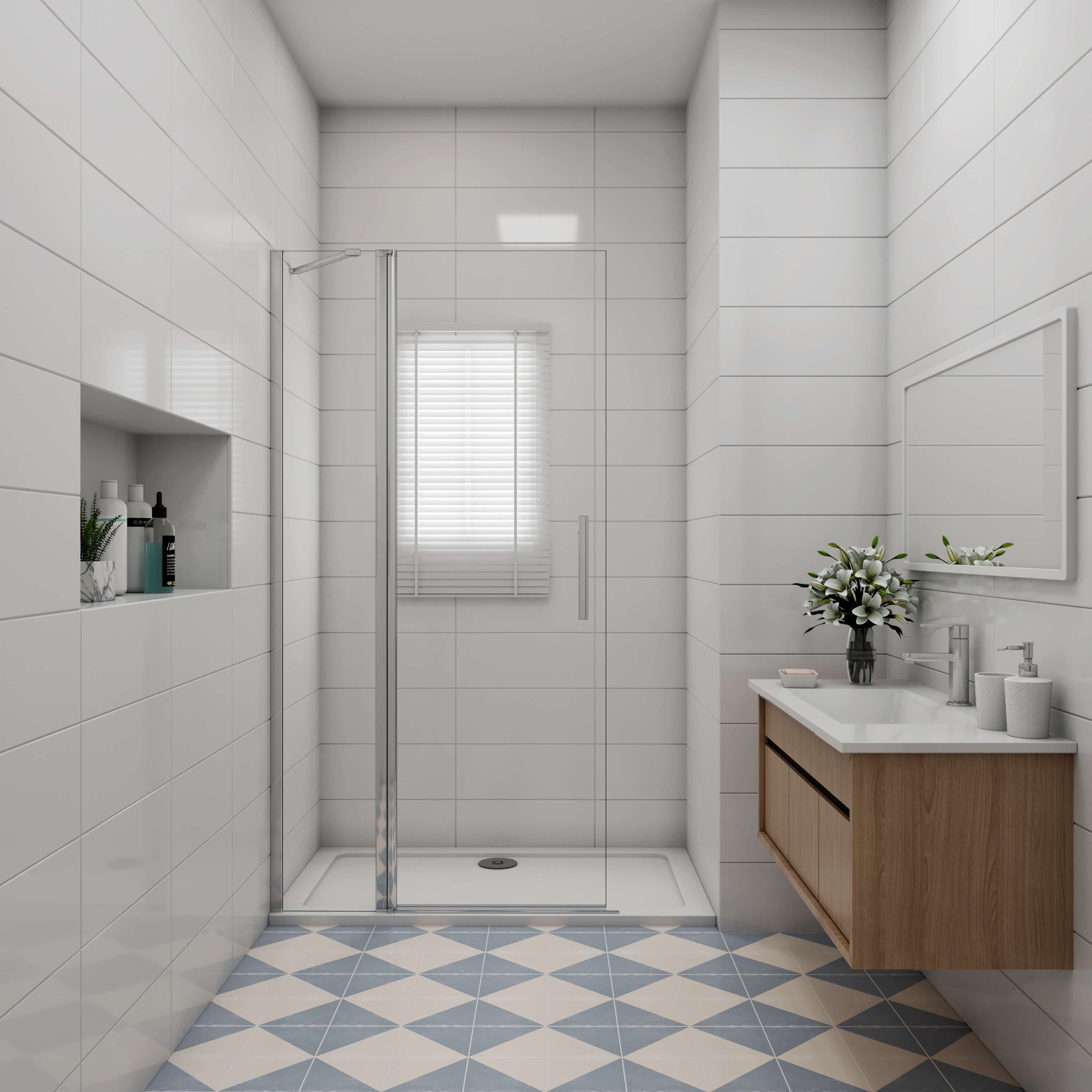 AICA Duschwand Duschkabine Duschabtrennung Drehtür Duschwand mit Duschtasse, Einscheibensicherheitsglas, mit Antikalk-Versiegelungb