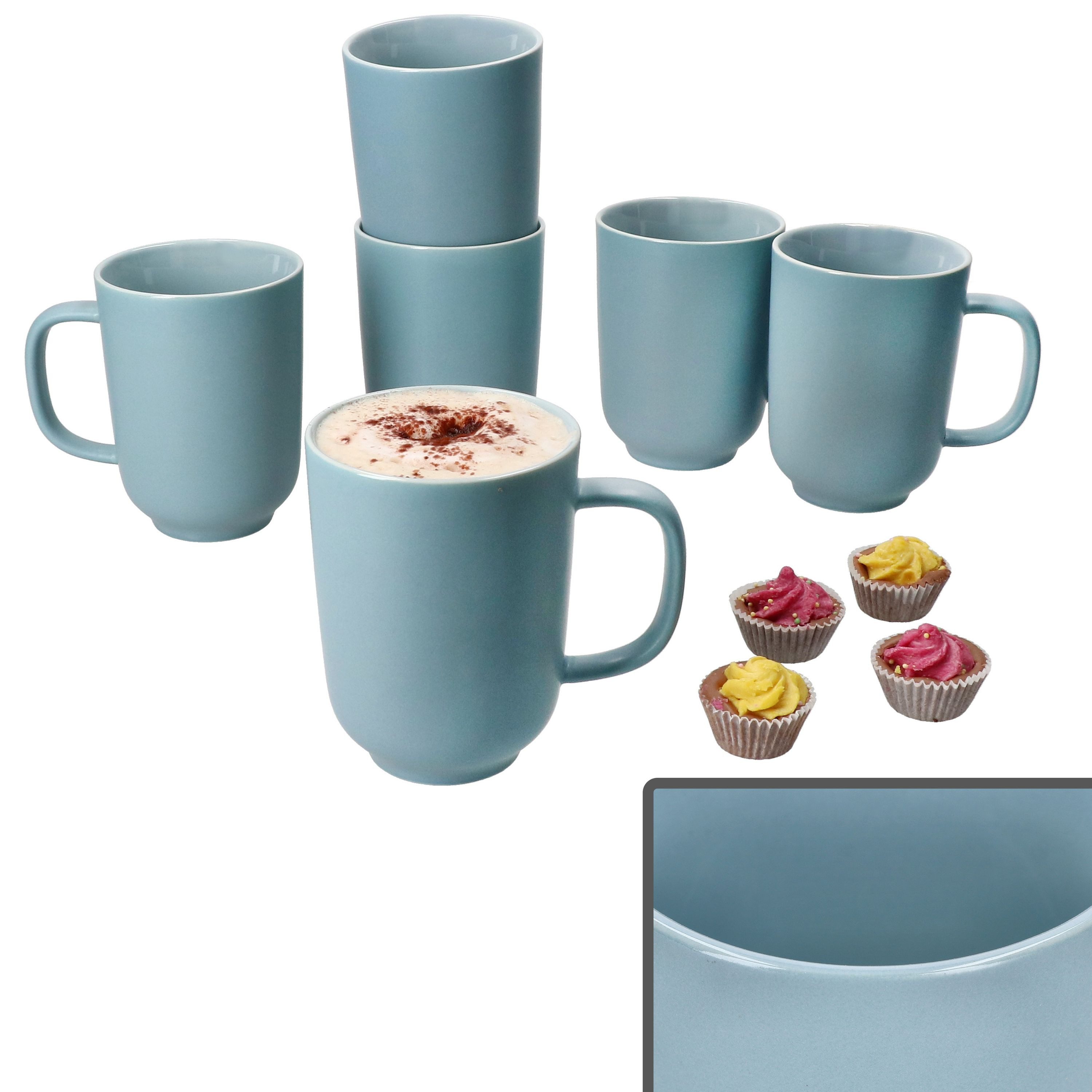 Ritzenhoff & Breker Becher Ritzenhoff 6x Jasper Kaffeebecher 250ml H10,4cm Graublau Tee-Tassen, Steingut