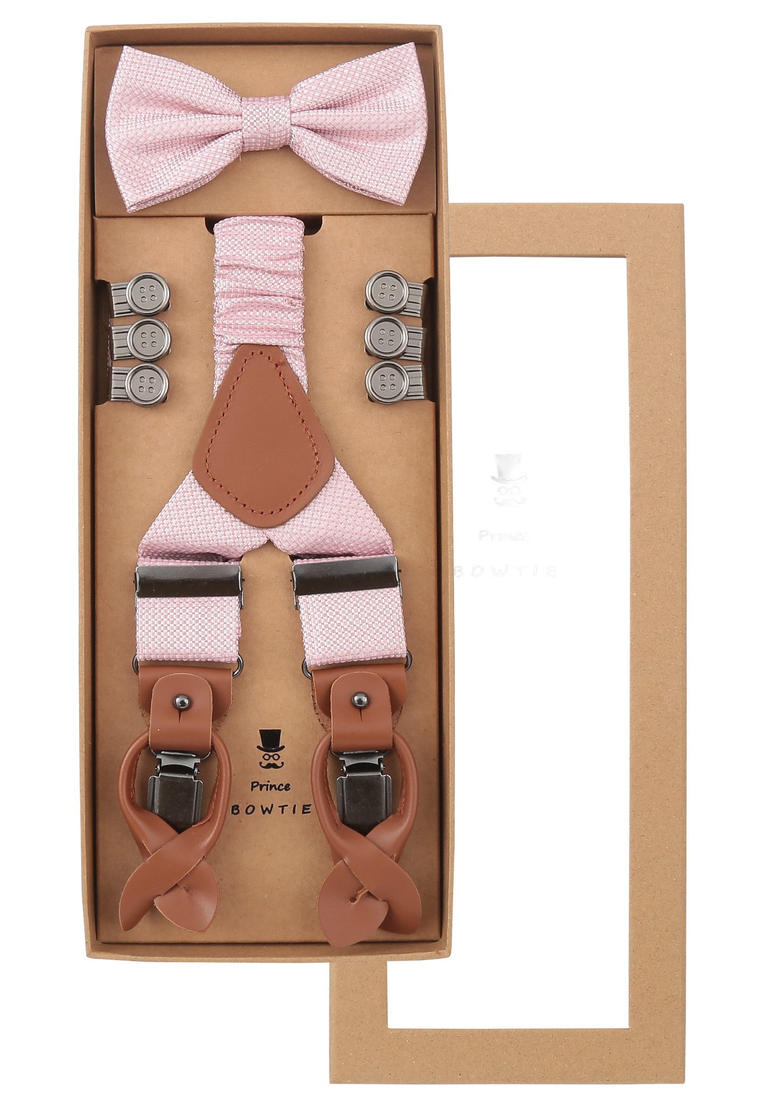 Seidenfalter Fliege SET HOSENTRAEGER+FLIE, ROSA