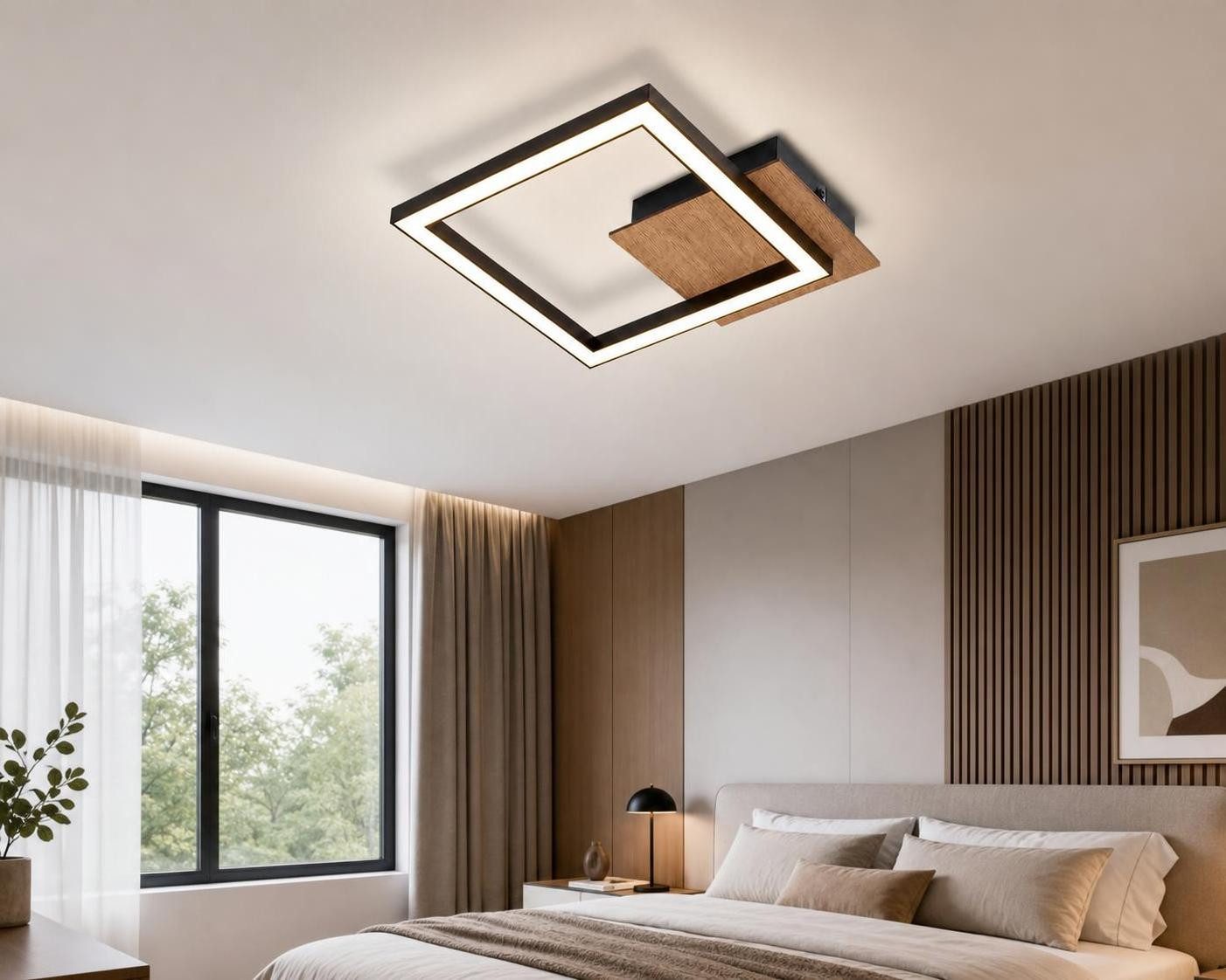 ZMH LED Deckenleuchte Wohnzimmer Modern 12/24W Küchenlampe Warmweiß Schwarz Retro Flur, Einfache Installation, LED fest integriert, 3000K