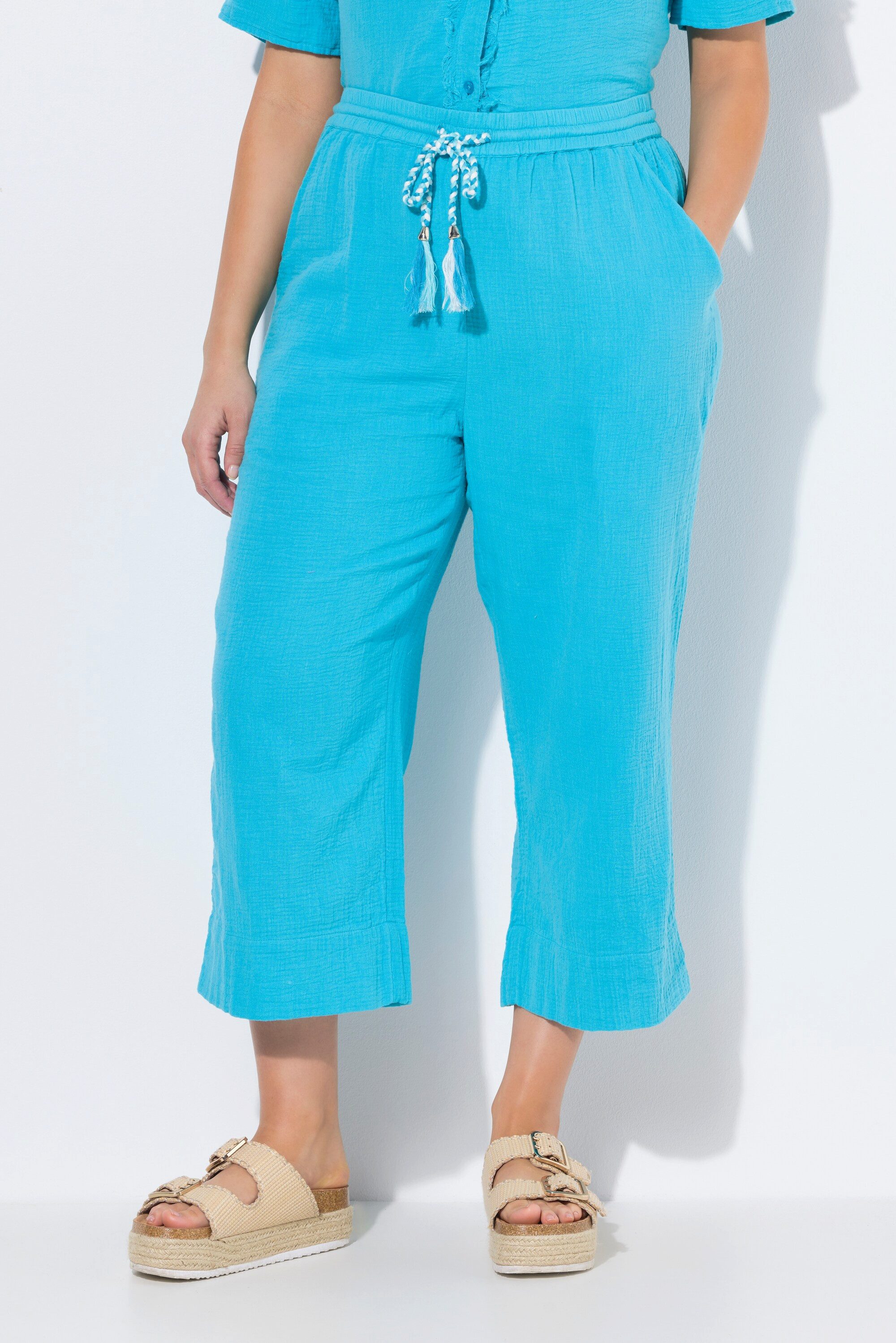 Ulla Popken Schlupfhose Musselin-Culotte Rose weites günstig online kaufen