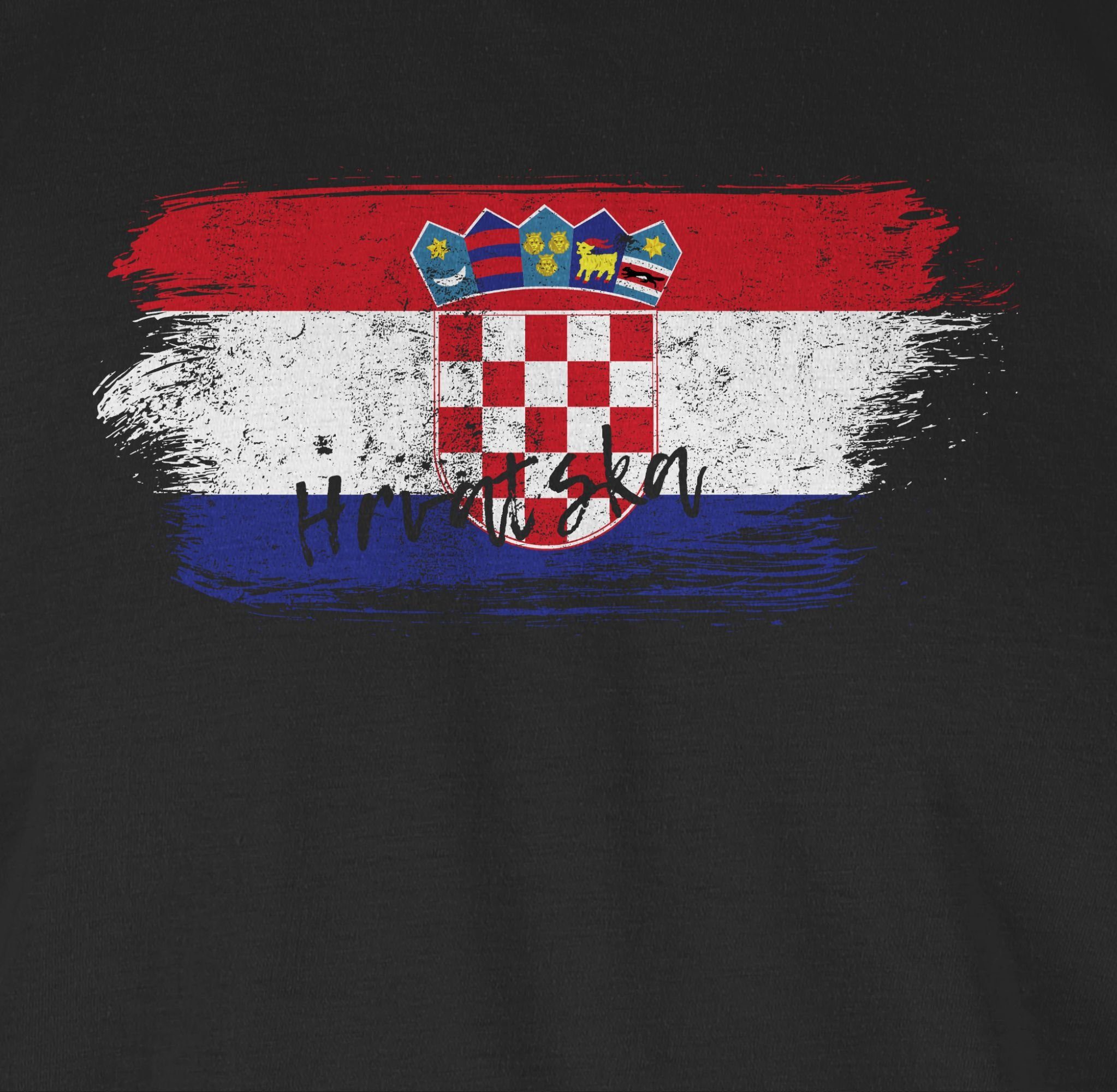 Vintage Fussball Shirtracer EM 1 Kroatien 2024 Schwarz T-Shirt
