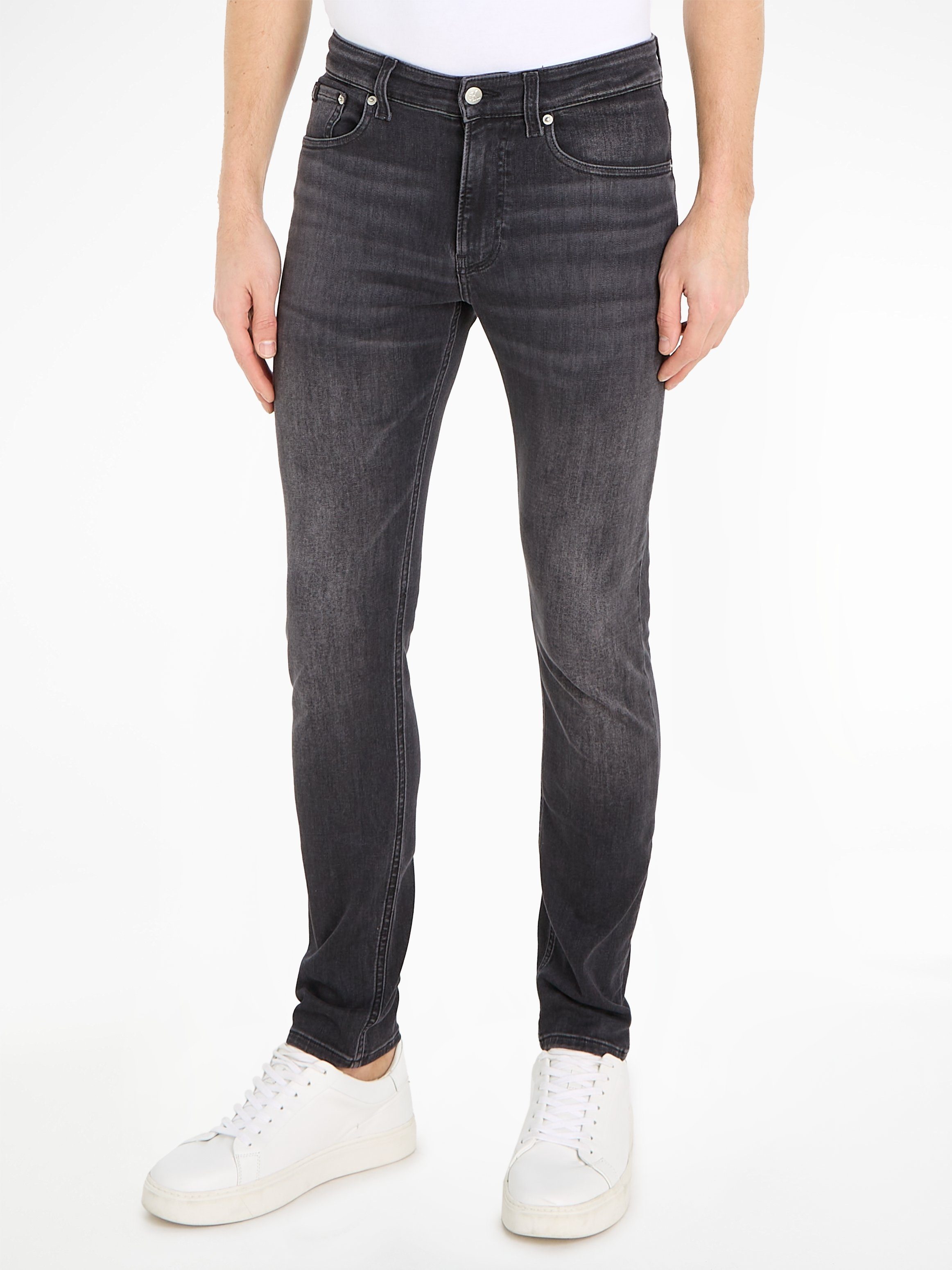 Calvin Klein Jeans Skinny-fit-Jeans SKINNY mit Leder-Badge Denim Black