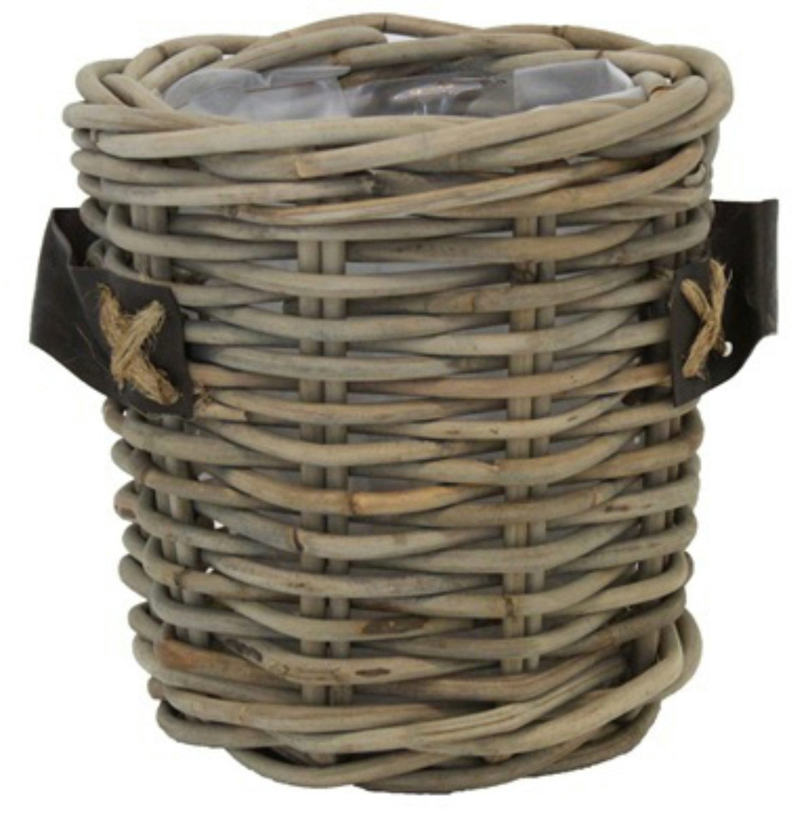 Van der Leeden Blumentopf Blumenkorb Pflanzkorb Topf Rattan Weide Sylter Korb Drypot (1 St), 35x35 cm, Ledergriff, Rattan, besonders robust