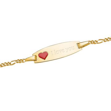Unique Goldarmband 375er Gelbgold Armband mit rotem Herz ID1024-G