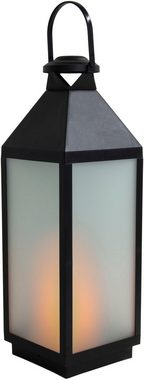 näve LED Dekolicht Doris, Ein-/Ausschalter, Timerfunktion, LED fest integriert, Warmweiß, Laterne, eckig, Flammeneffekt, Timerfunktion, schwarz, Glas matt