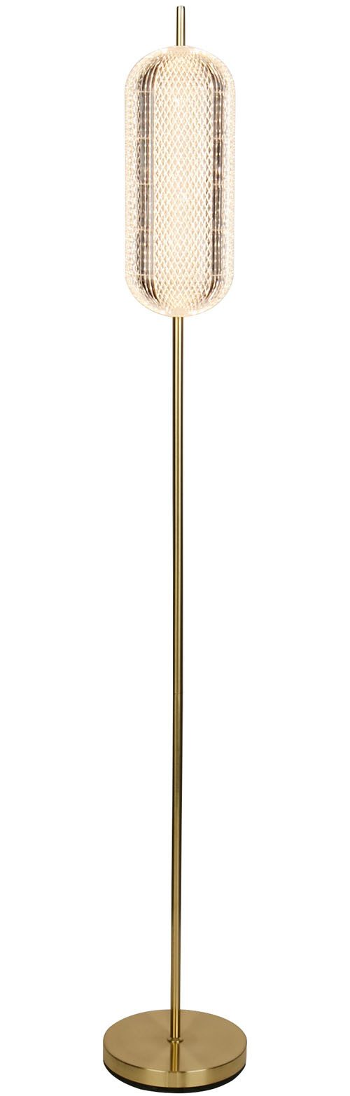 Stehlampe Capsule LED Floor Lamp, Satin Brass Metal and Acrylic Shade