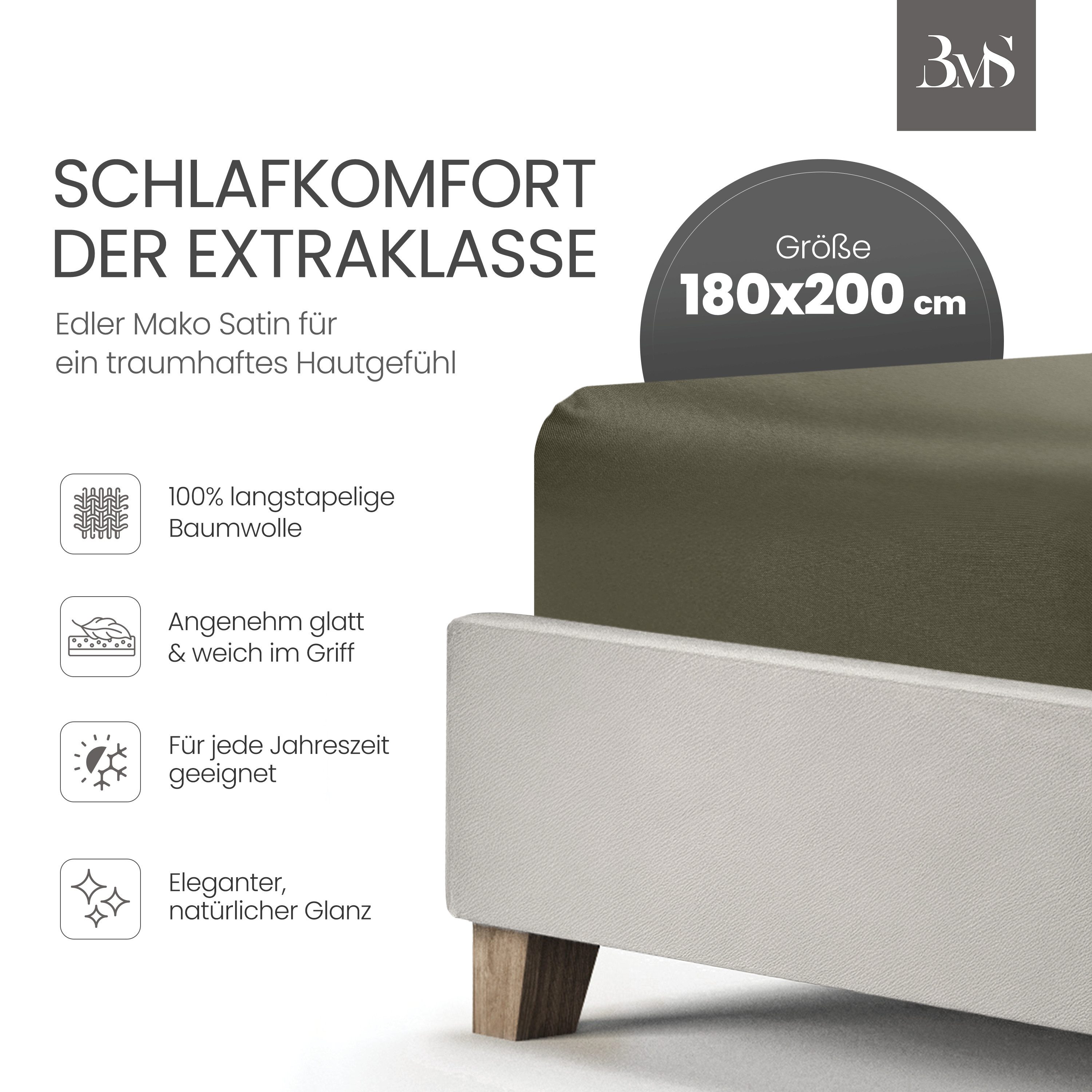 BETTWAESCHE-MIT-STIL Spannbettlaken Mako Satin Spannbettlaken, Matratzenhöh günstig online kaufen