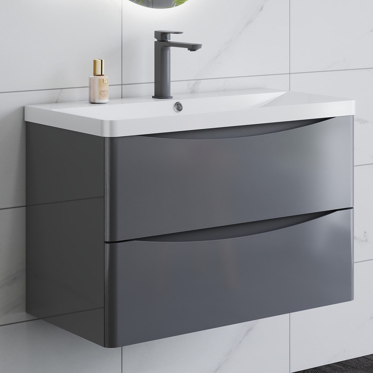 duschspa Waschtisch Waschbecken mit Unterschrank Waschtischunterschrank Smiley, Badmöbel in Breite 50/60/80/90/100 cm