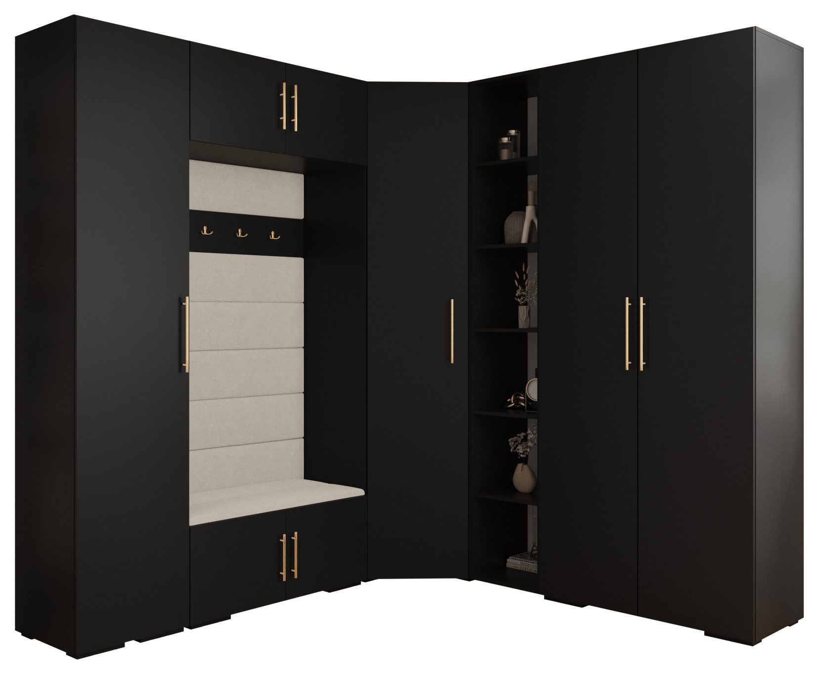 ABIKS MÖBEL Kompaktgarderobe INOVA 3 SATZ 2 Möbelset, Garderobe mit Kleiderstange und Regalen