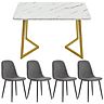 Grau Stühlen + Golden Tischbeine | Grau