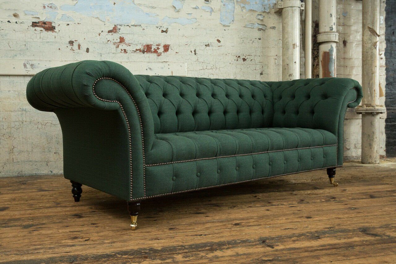 JVmoebel Chesterfield-Sofa Klassische Chesterfield Design Couch 3 Sitzer Samt Leder Sofa, Made in Europa
