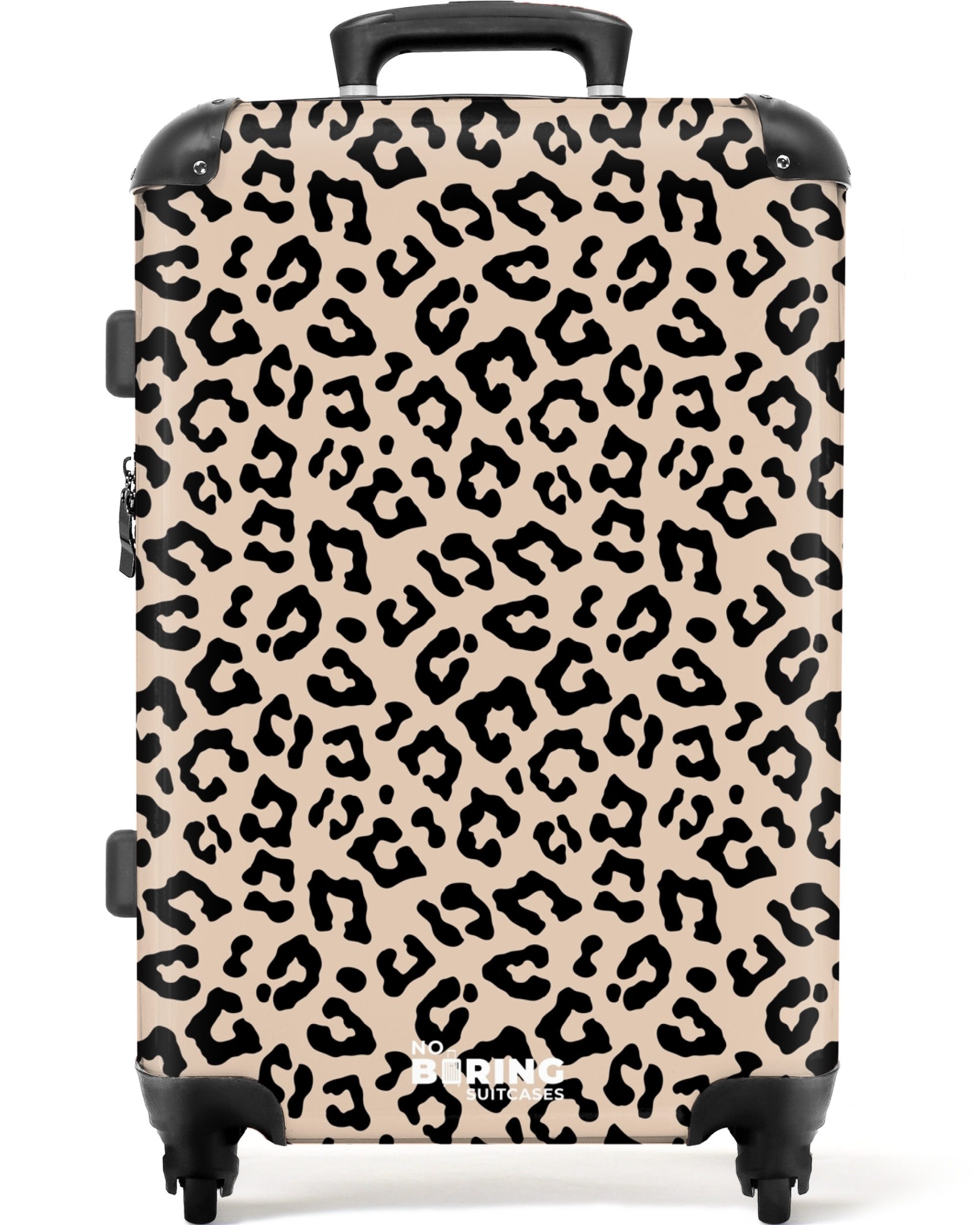 NoBoringSuitcases.com© Hartschalen-Trolley Beige mit schwarzem Pantherdruck günstig online kaufen