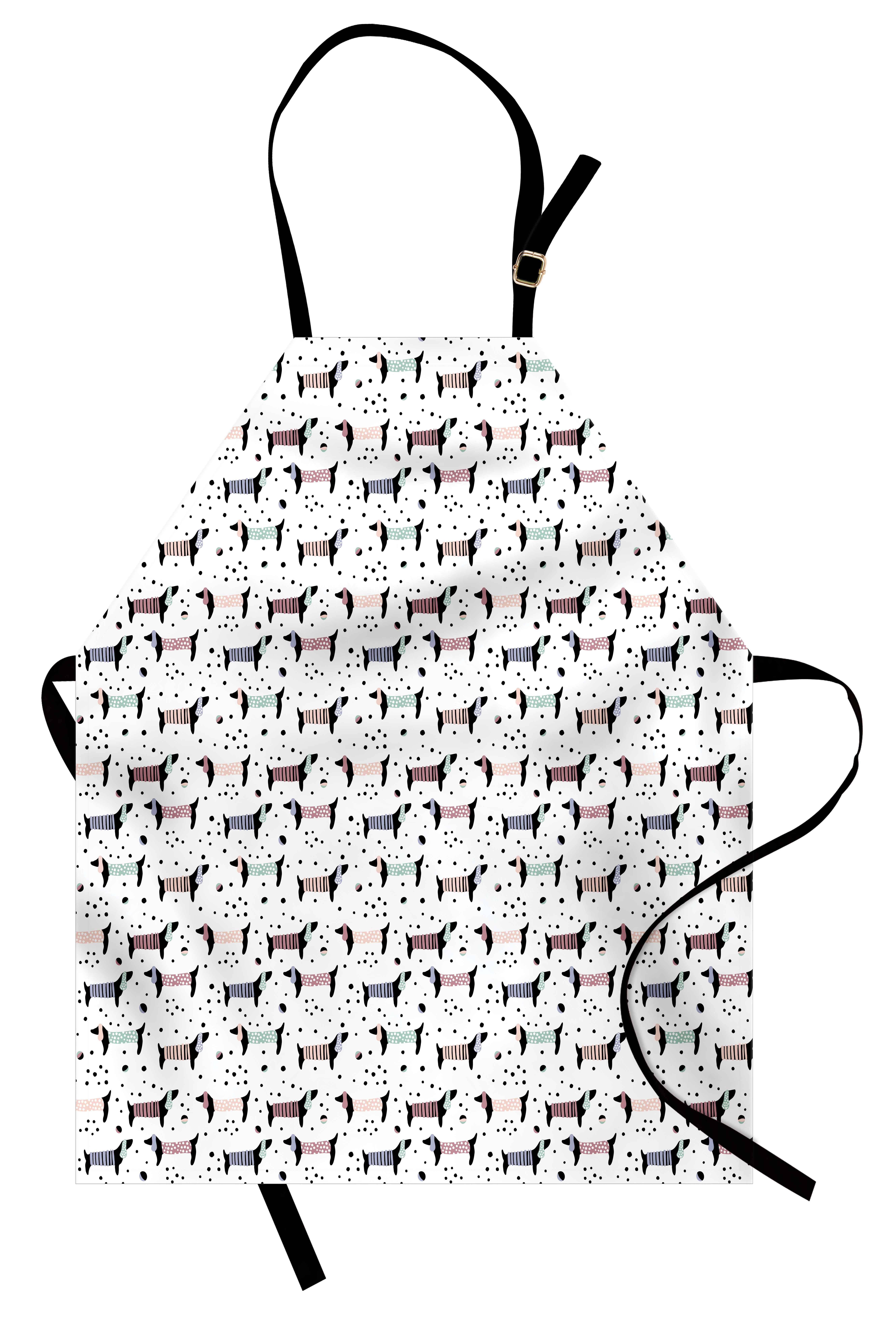 Abakuhaus Kochschürze Höhenverstellbar Klare Farben ohne verblassen, Hund Dackel-Silhouetten Dots