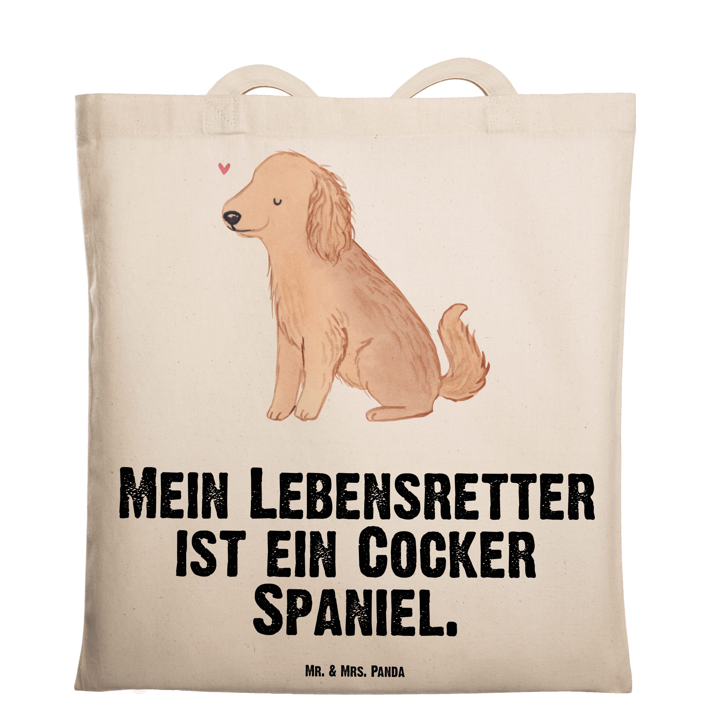 - R Lebensretter - Cocker Hund, & Geschenk, Tragetasche Beutel, Mr. Spaniel (1-tlg) Panda Mrs. Transparent