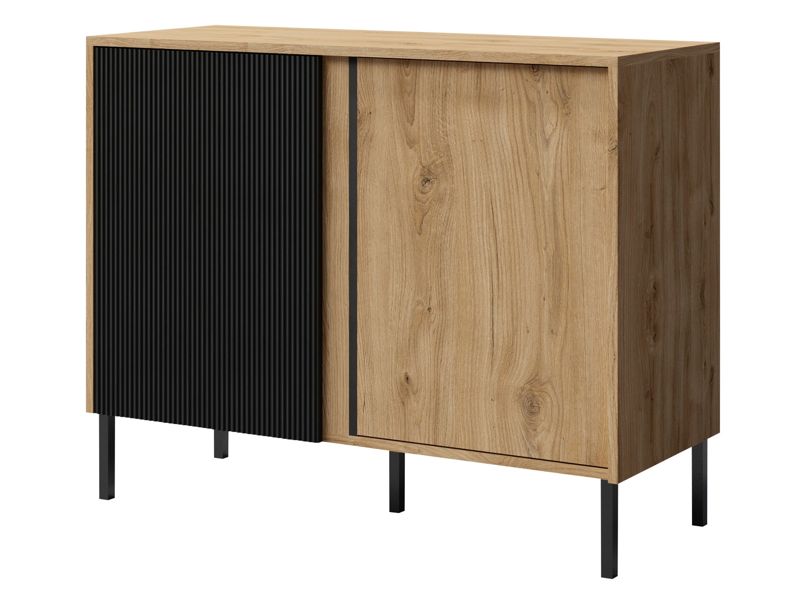 MIRJAN24 Kommode Mia 04 (mit zwei Drehtüren), 100x41x80 cm, Metallfüße in der Farbe Schwarz