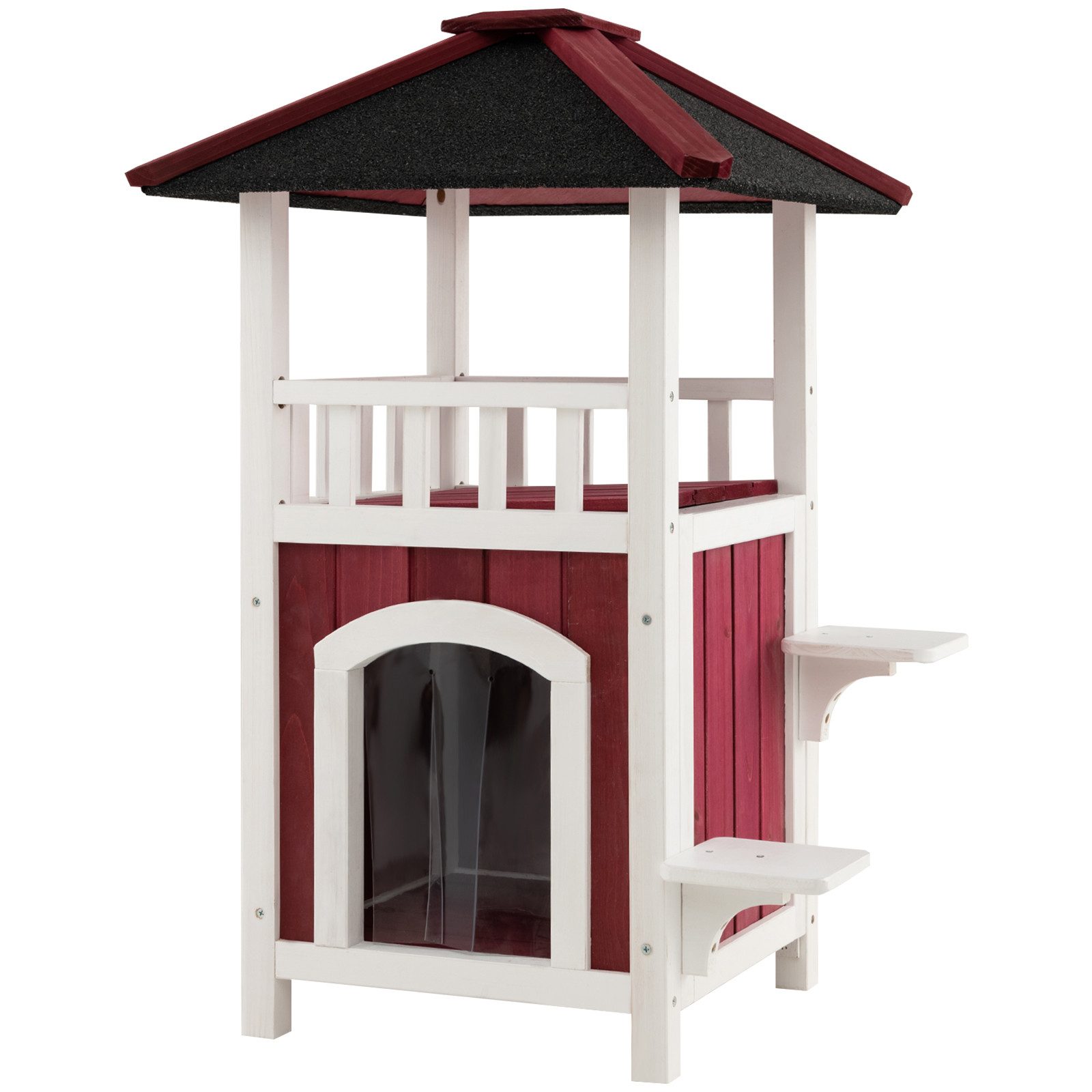 COSTWAY Tierhaus, 2-stöckig mit Treppe, aus Holz günstig online kaufen