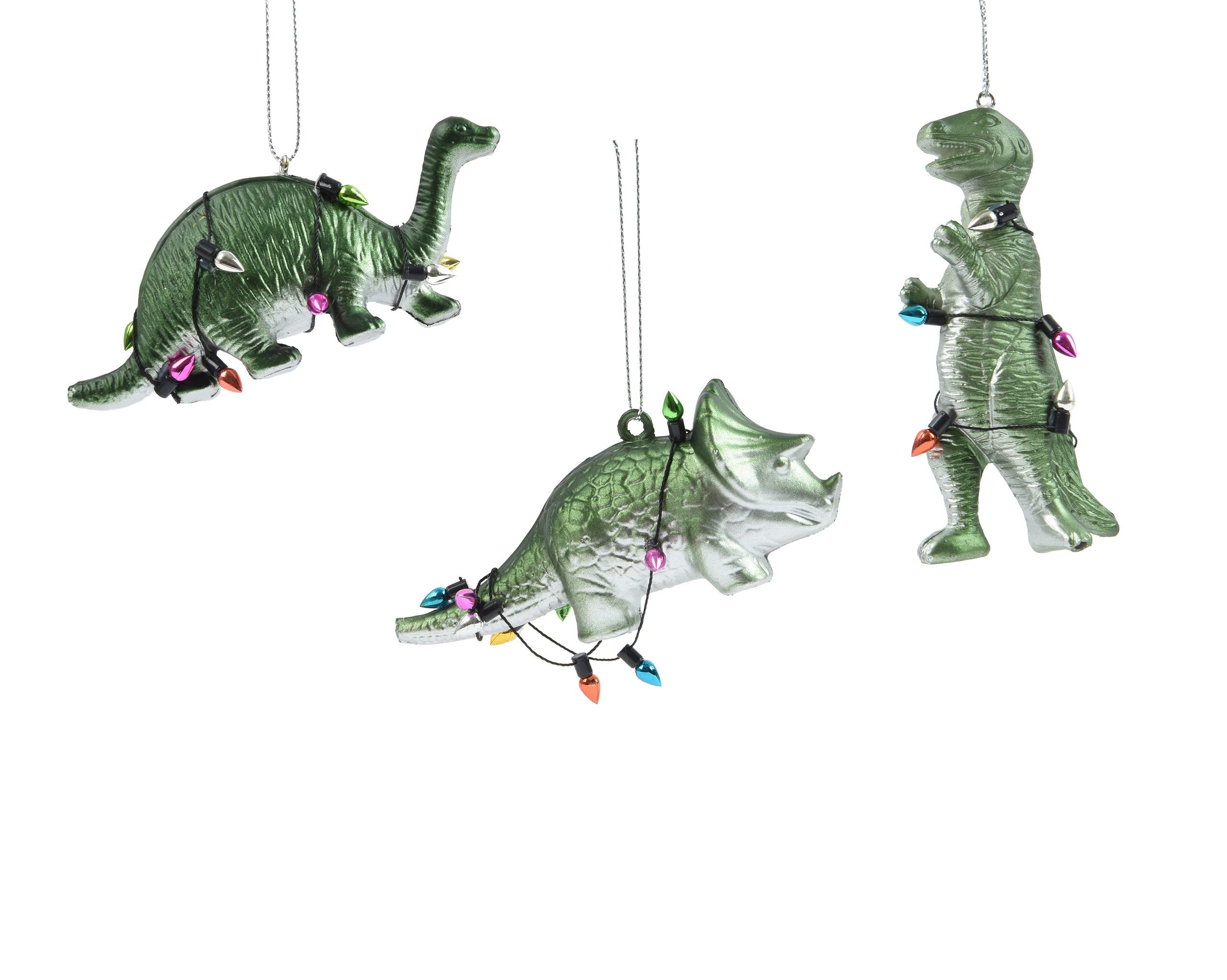 Kaemingk Christbaumschmuck, Christbaumschmuck Kunststoff 10cm Dinosaurier Figur 1 Stück sort. Grün