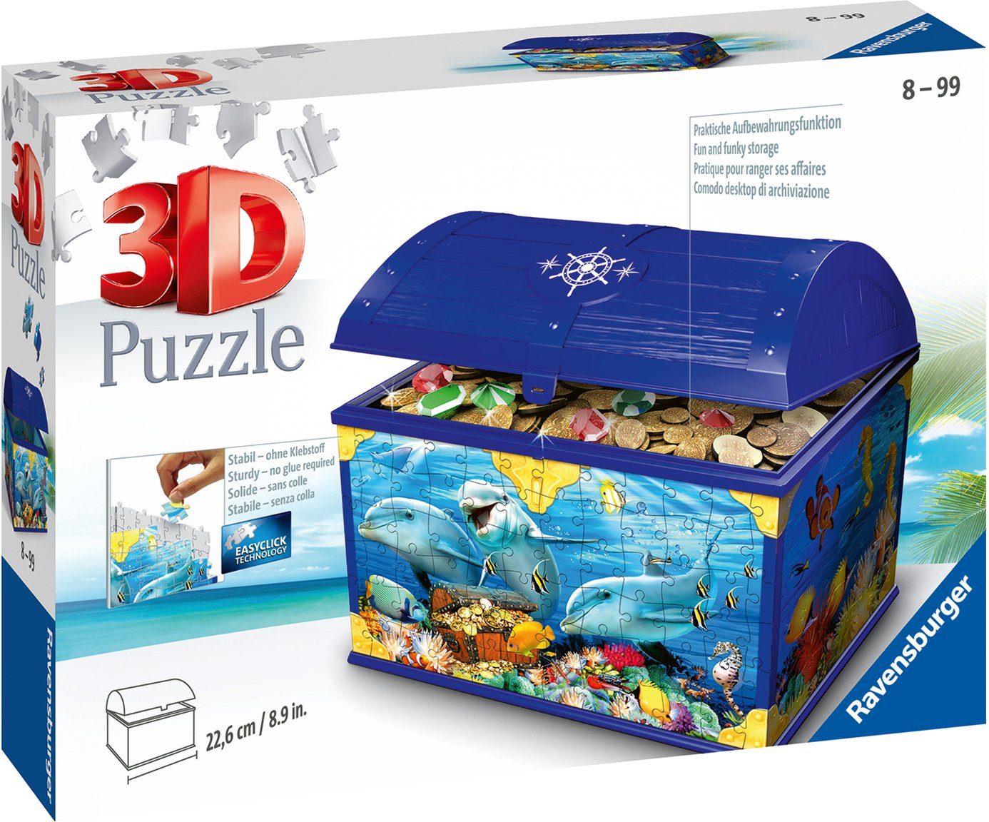 Image of Ravensburger 3D Puzzle - Schatztruhe "Unterwasserwelt", 223 Teile, mehrfarbig