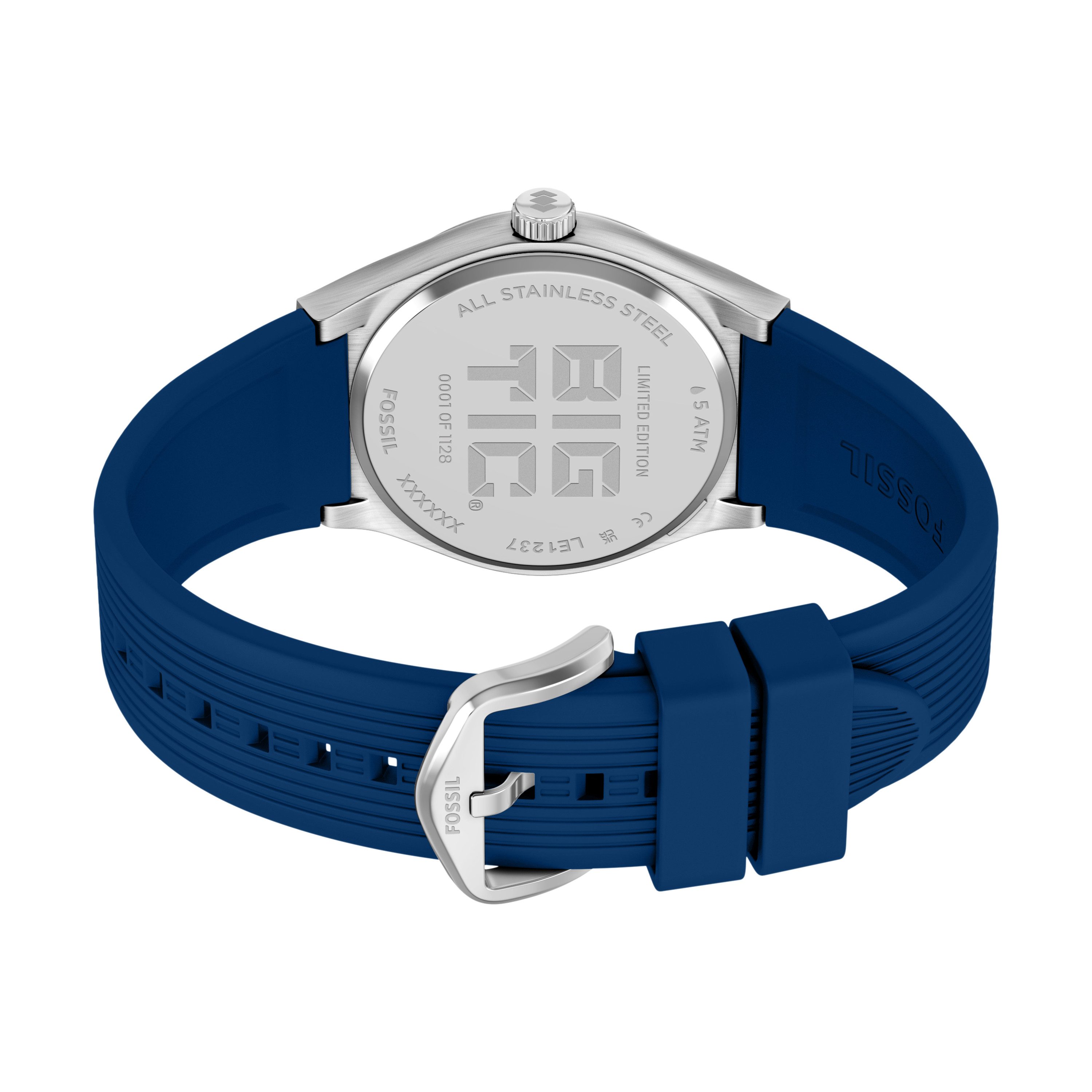 Fossil Quarzuhr World Flags Big Tic France - LE1237, Armbanduhr, Herrenuhr, Silikonarmband, analog, digital