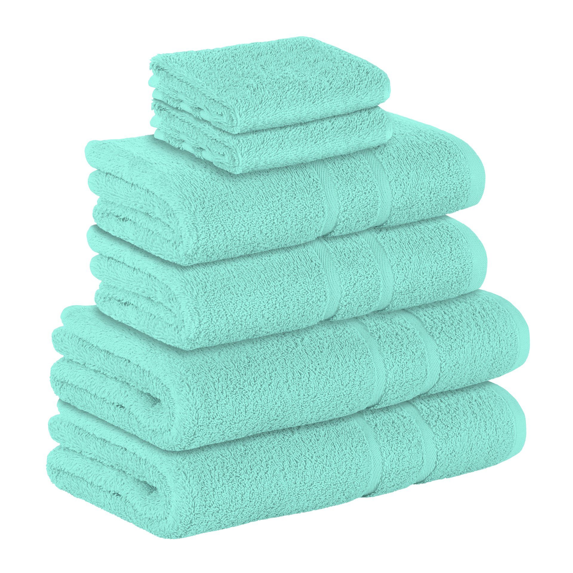StickandShine Handtuch Set 2x Gästehandtuch 2x Handtücher 2x Duschtücher als SET in verschiedenen Farben (6 Teilig) 100% Baumwolle 500 GSM Frottee 6er Handtuch Pack, 100% Baumwolle 500GSM Mint | Handtuch-Sets
