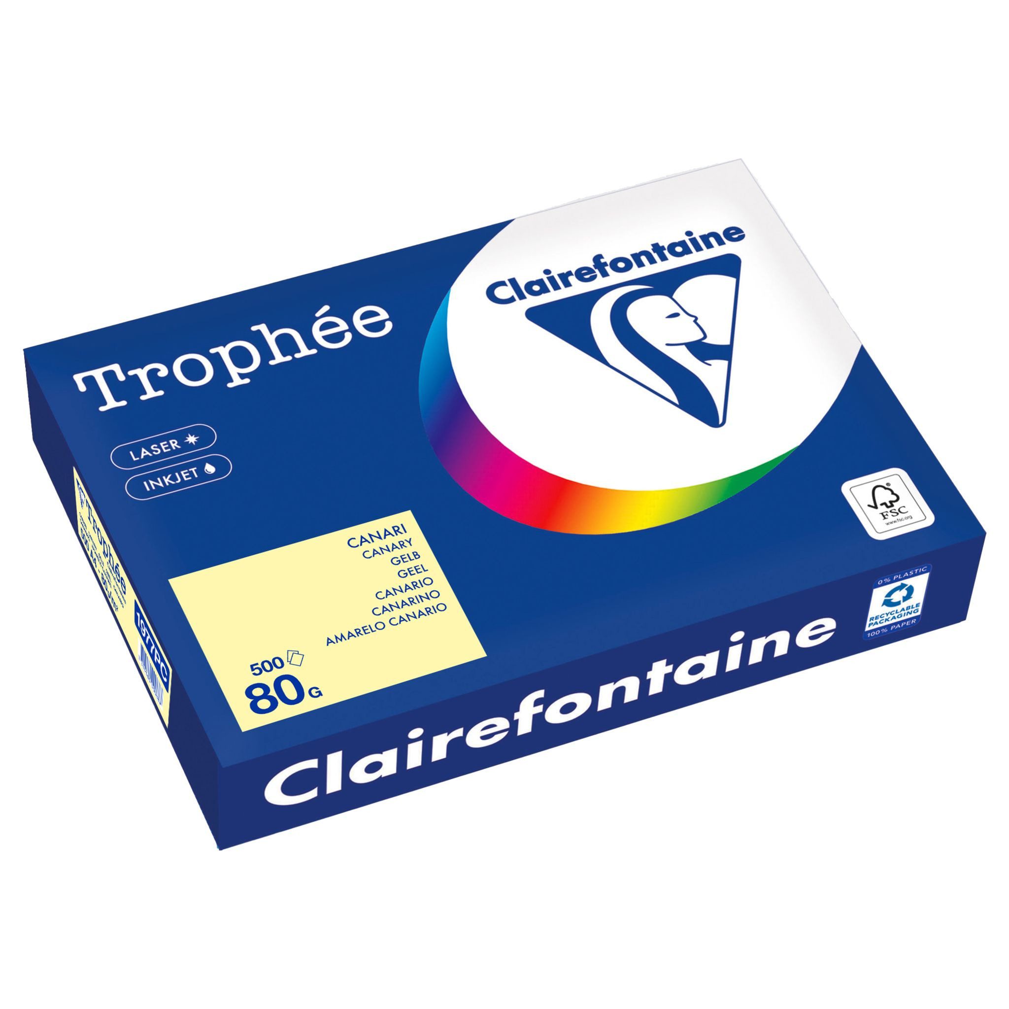 CLAIREFONTAINE Drucker- und Kopierpapier Kopierpapier Trophee, A4, 80g/qm, 500 Blatt, gelb