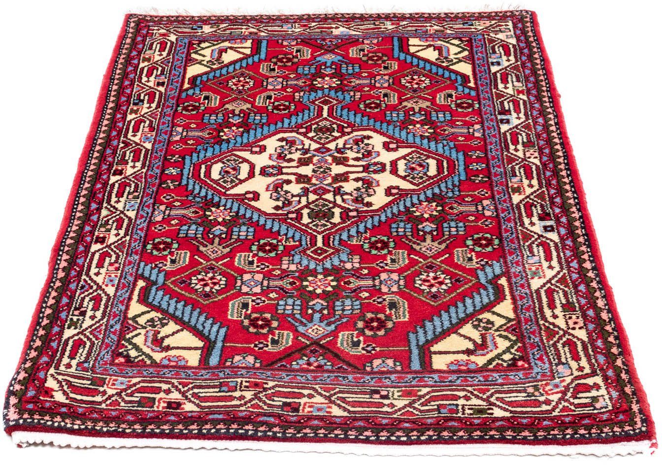 Wollteppich Hosseinabad Medaillon Beige 125 x 72 cm, morgenland, rechteckig, Höhe: 10 mm, Handgeknüpft | Kurzflor-Teppiche