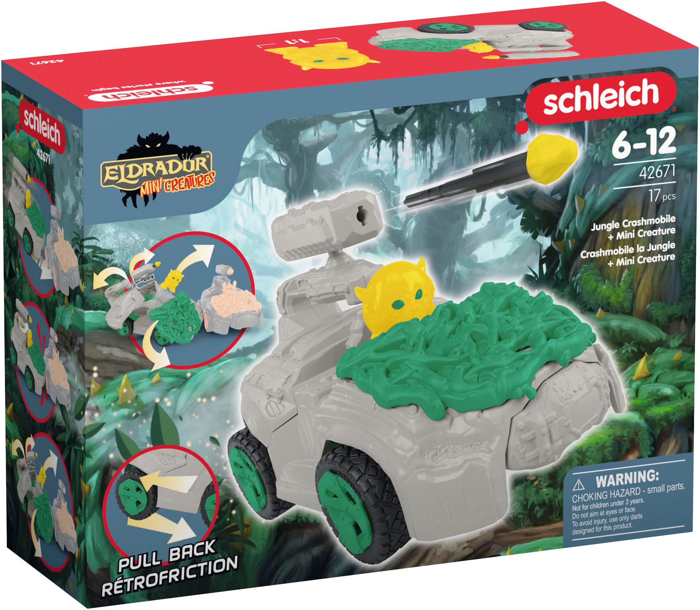 Schleich® Spielfigur ELDRADOR® CREATURES, Dschungel-Crashmobil+Mini Cretaure (42671)