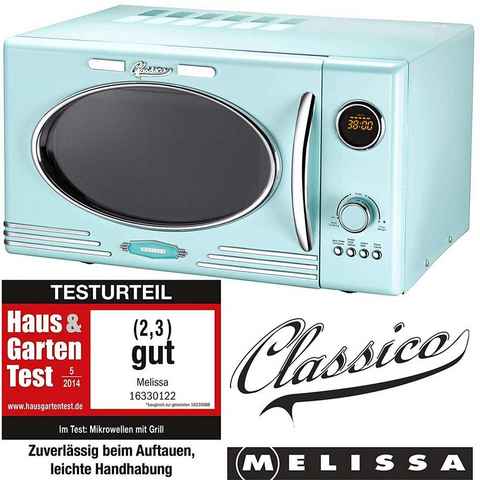 MELISSA Mikrowelle 16330122 peppermint-blau im Retro Design mit Grill, Strom