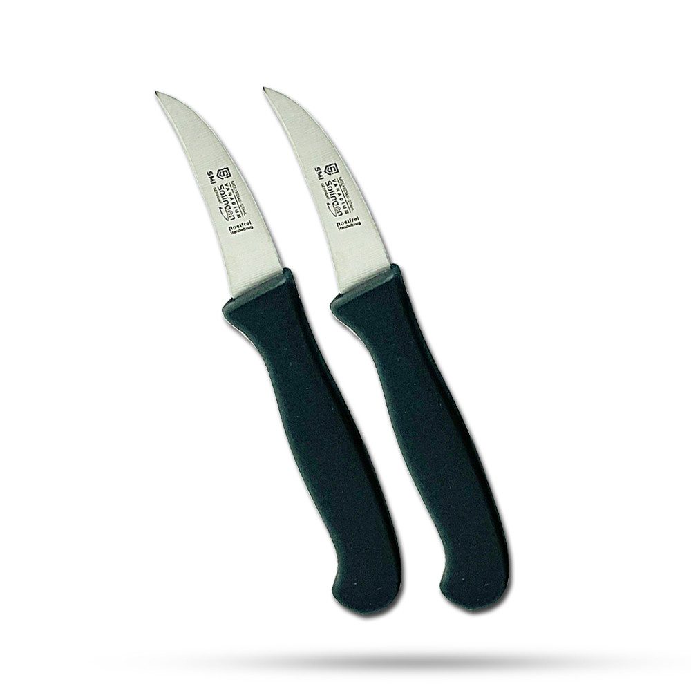 SMI Schälmesser Obstmesser Küchenmesser Solingen Gemüsemesser gebogene Klinge 2 Stück, schwarz, Klinge aus rostfreiem Stahl