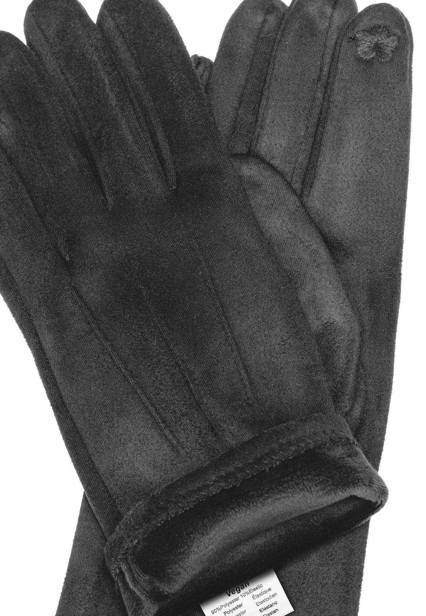 Caspar Strickhandschuhe GLV014 klassisch uni 3 Handschuhe Nähten mit Damen elegante dunkelgrau