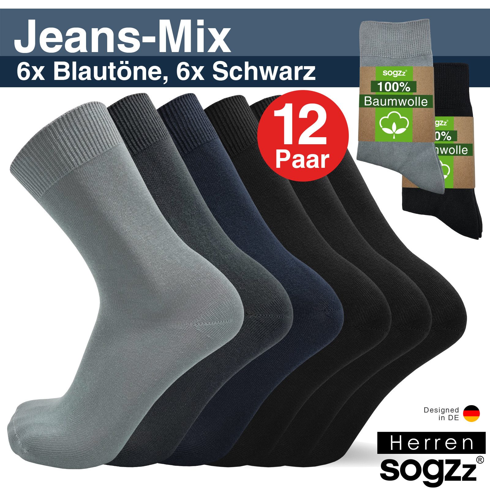 sogzz Businesssocken 6-12 Paar 100% Baumwolle Herren Herrensocken Schwarz Weiß Braun Blau (Business & Freizeit Socken, 12-Paar) – Bild 3 von 5