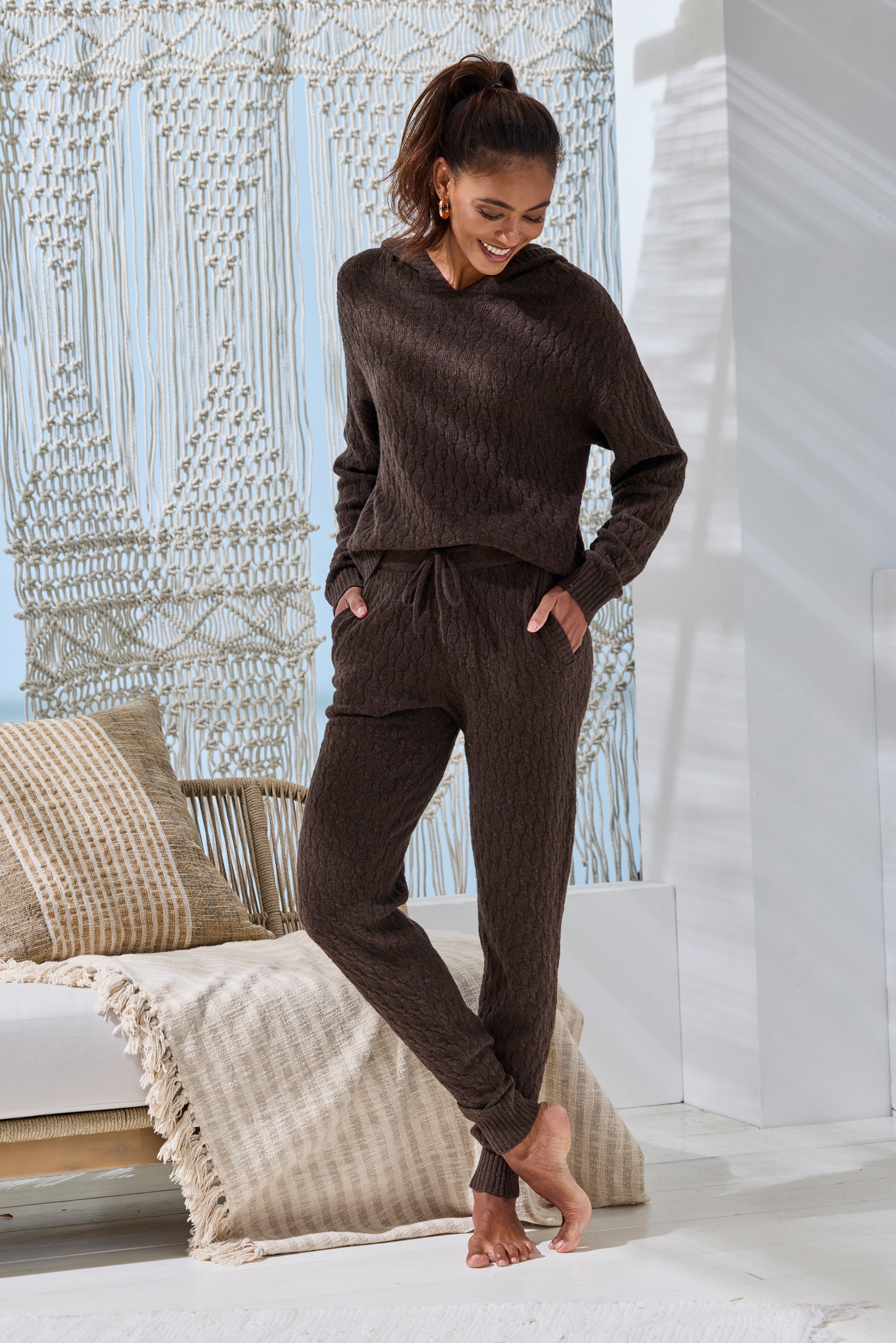 French Connection Strickhose mit Zopfmuster in weiche, softer Qualität, Loungewear