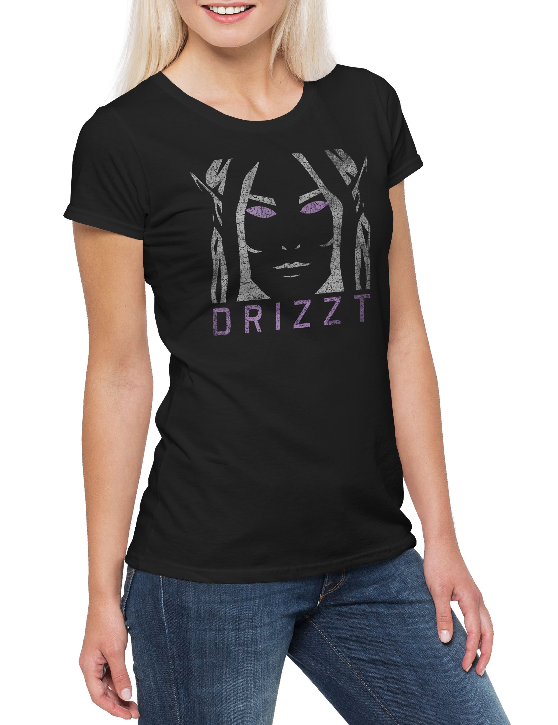 Print-Shirt Dark Elf Face Damen T-Shirt The Legend Drow Drizzt Dark Elf Trilogy