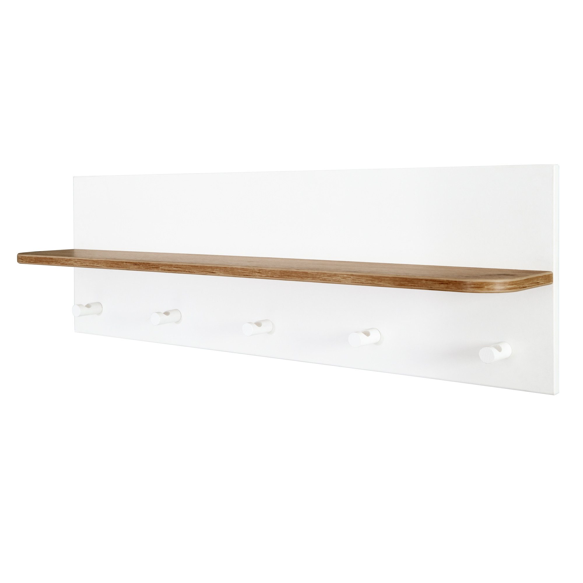 roba® Wandgarderobe im Dekor Artisan Eiche - moderne Optik, 5 Haken, 1 Ablage, für Baby- & Kinderzimmer