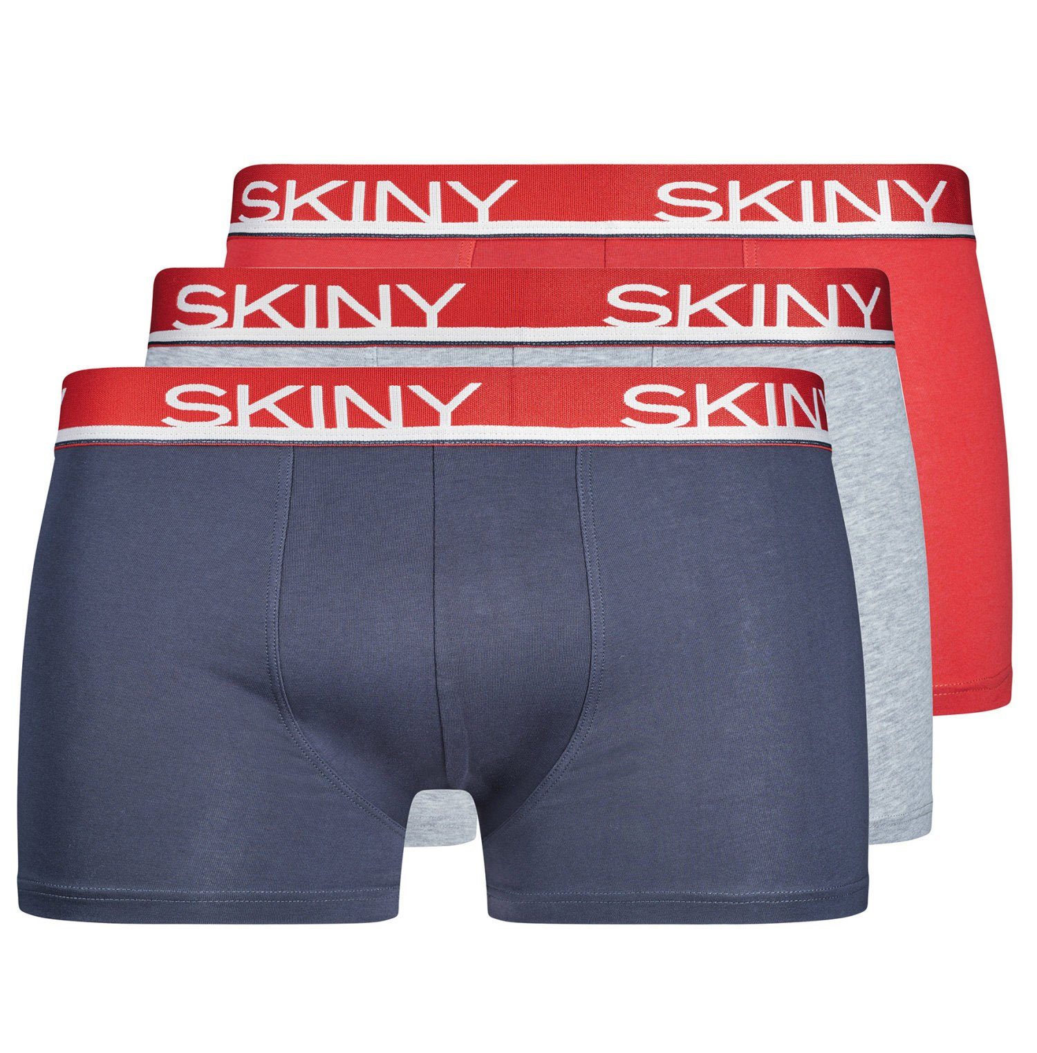 Skiny Boxershorts 3er Pack Skiny Herren Boxershorts (3-St) Modisches Design 3er Pack 078 bluered selection