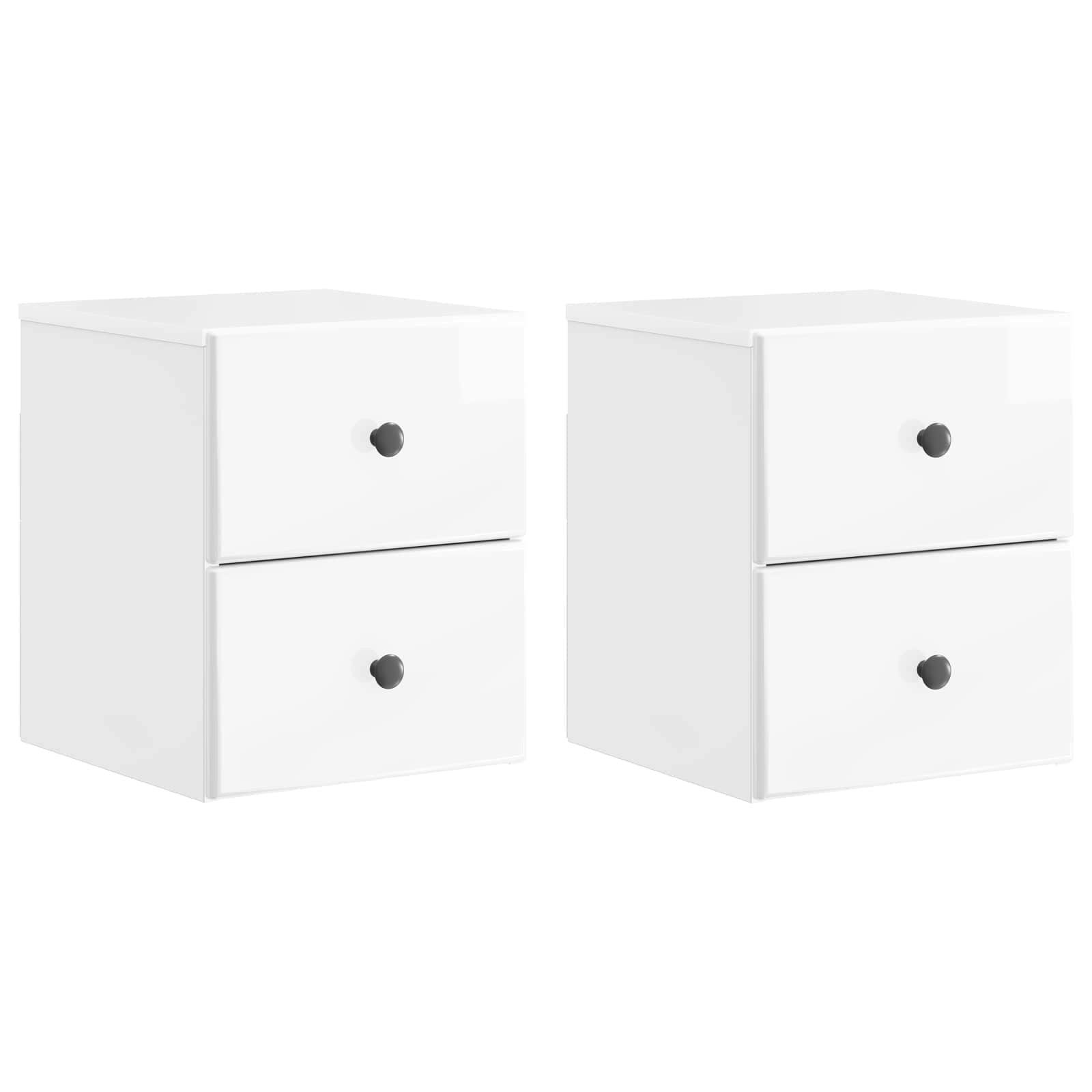 vidaXL Nachttisch 34,5 x 33 x 40 cm Nachttisch hängend 2er Set Nachtschrank Hochglanz W