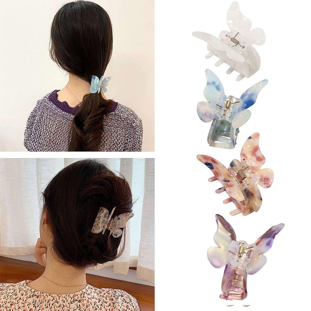 Damen Schmetterling Haarspange 4 NUODWELL Stück Dekorative Acryl Haarspangen Kopfbedeckung