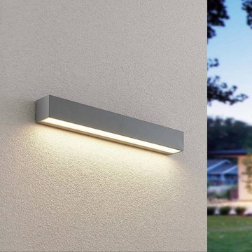 Lucande LED Außen-Wandleuchte Lengo, LED-Leuchtmittel fest verbaut, warmweiß, Modern, Aluminium, Glas, silber, 1 flammig, inkl. Leuchtmittel