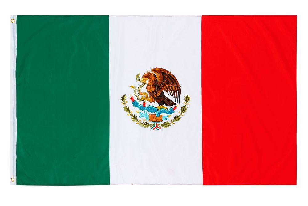 PHENO FLAGS Flagge Mexiko Mexico Flagge 90 x 150 cm Mexikanische Fahne (Hissflagge für Fahnenmast), Inkl. 2 Messing Ösen